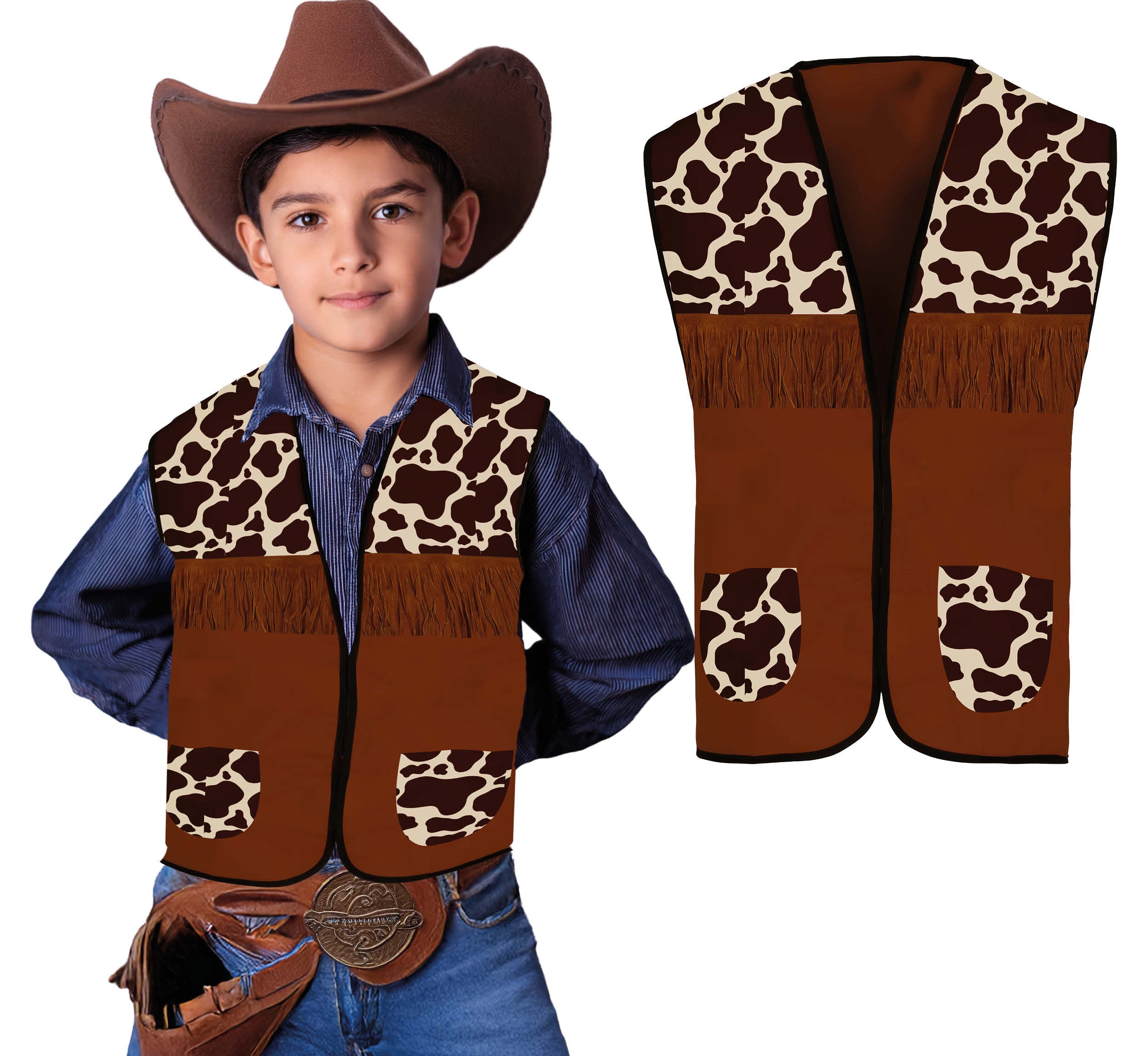 GP27520 – Cowboy Abenteuerweste Kinder Kostüm – Farbe: Braun