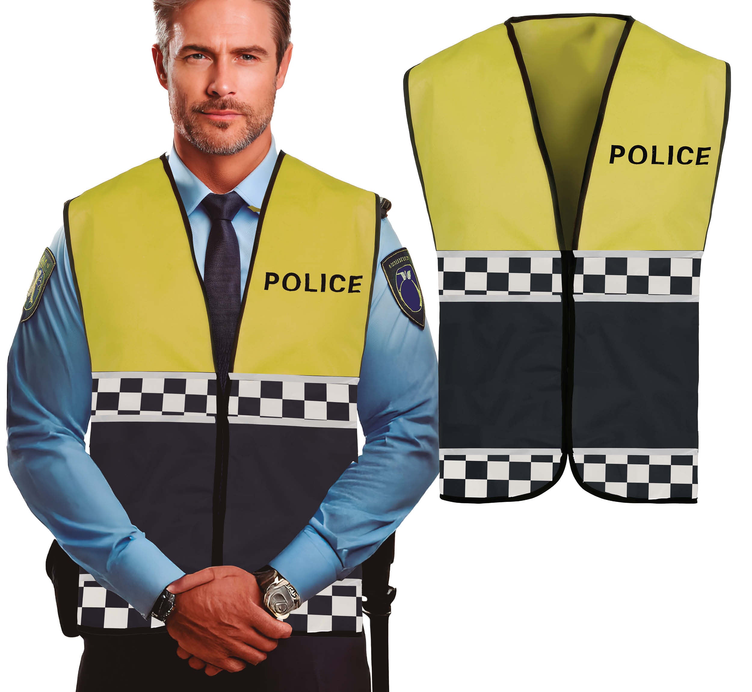 GP27524 – Polizei Karneval Weste Gelb – Farbe: Mehrfarbig