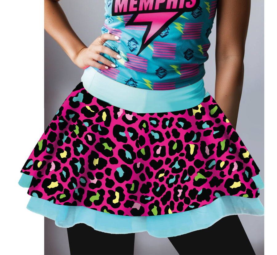 80er Tutu Rock für Damen 40 cm Leopard