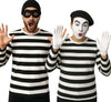 GP27552 – Clown Abenteuer Streifenshirt Karneval – Größe: 48 - 50 (M), 52 - 54 (L) – Farbe: Weiß / Schwarz