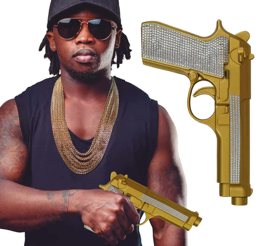 Gangster Pistole für Erwachsene 25 cm mit Strass