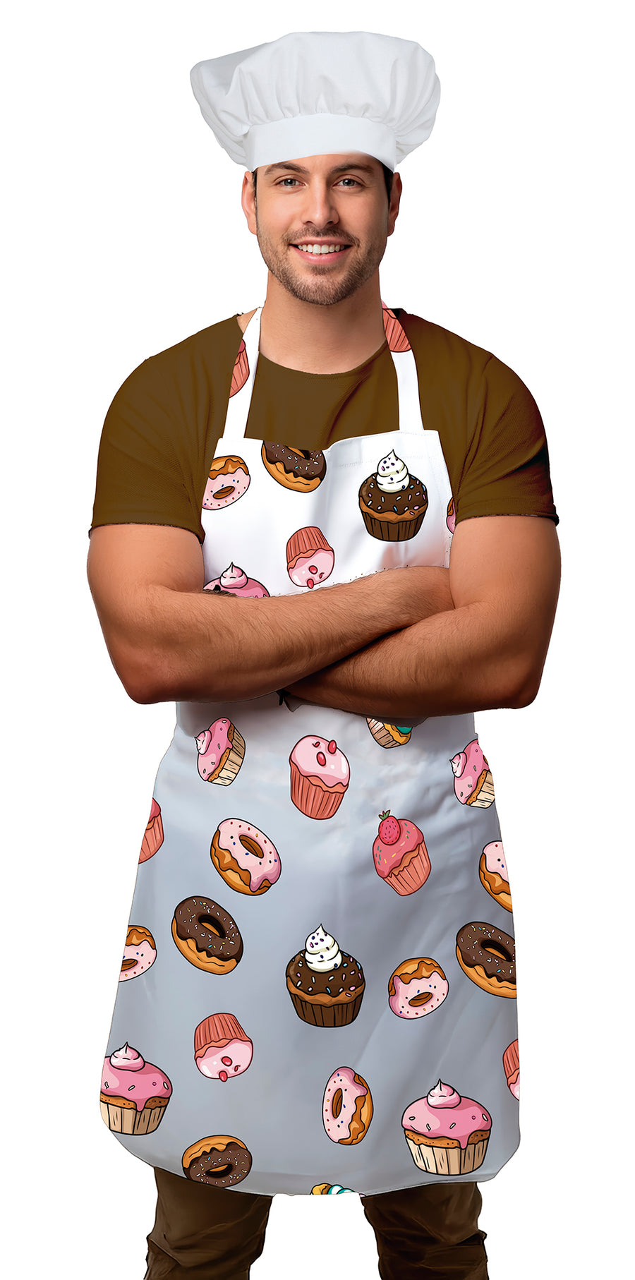 GP27557 – Küche Schürze Bäcker Kostüm Karneval Bäckereien – Farbe: Weiß, Ansicht 2