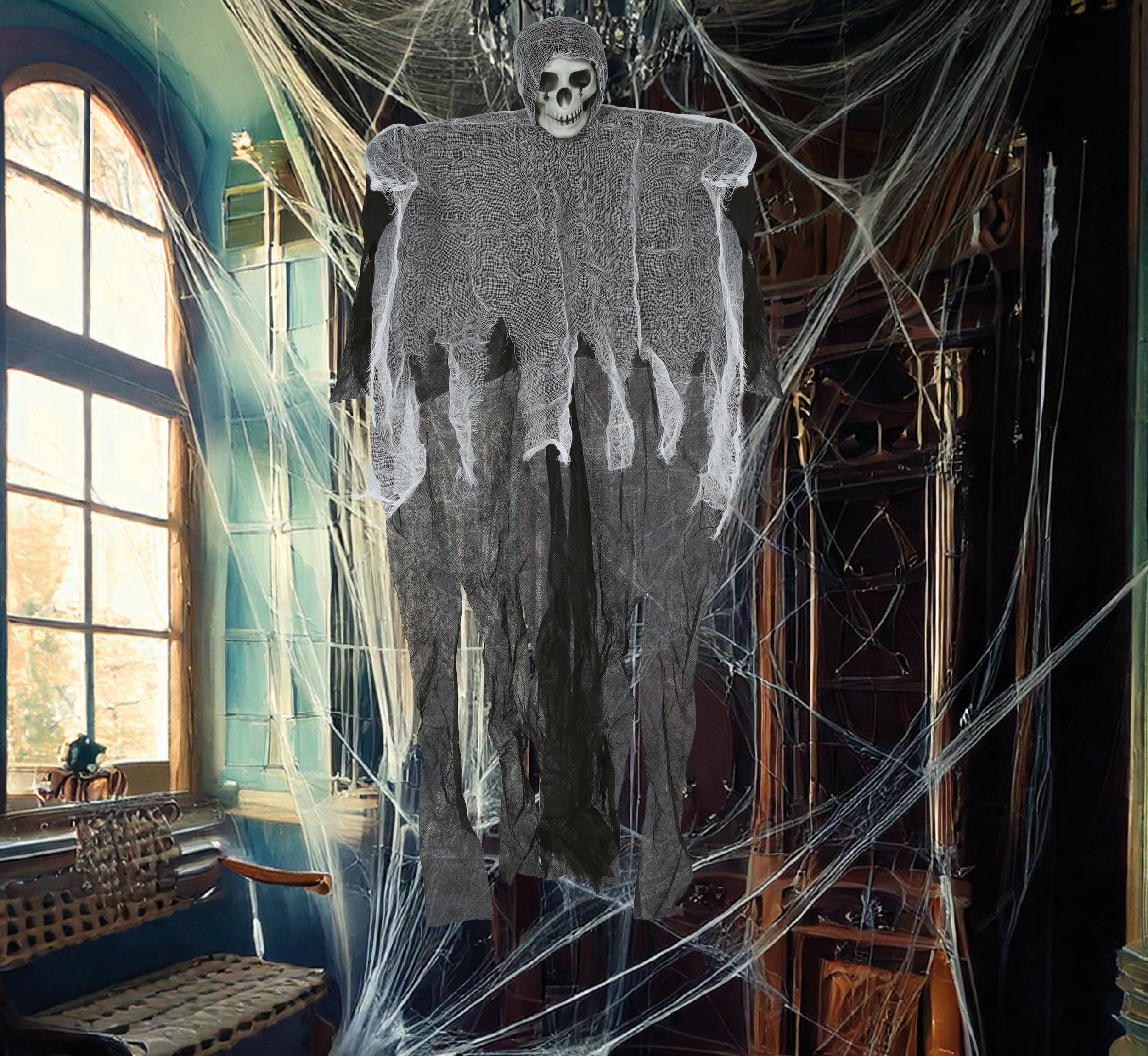 GP29002 – Skelett Grusel Deko Halloween Geisterfigur – Farbe: Grau