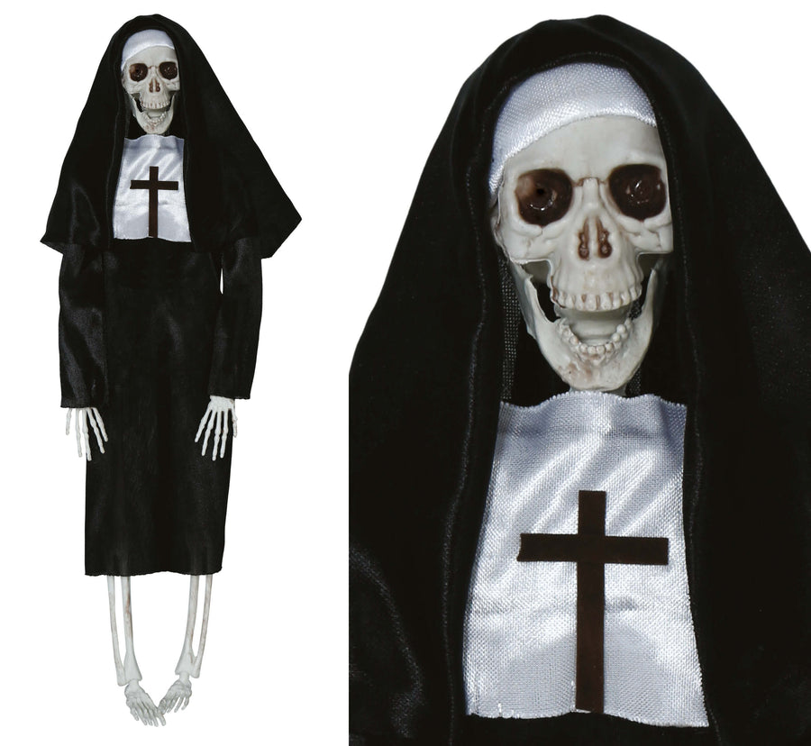 GP29003 – Skelett Nonne Halloween Dekoration – Farbe: Schwarz / Weiß, Ansicht 2