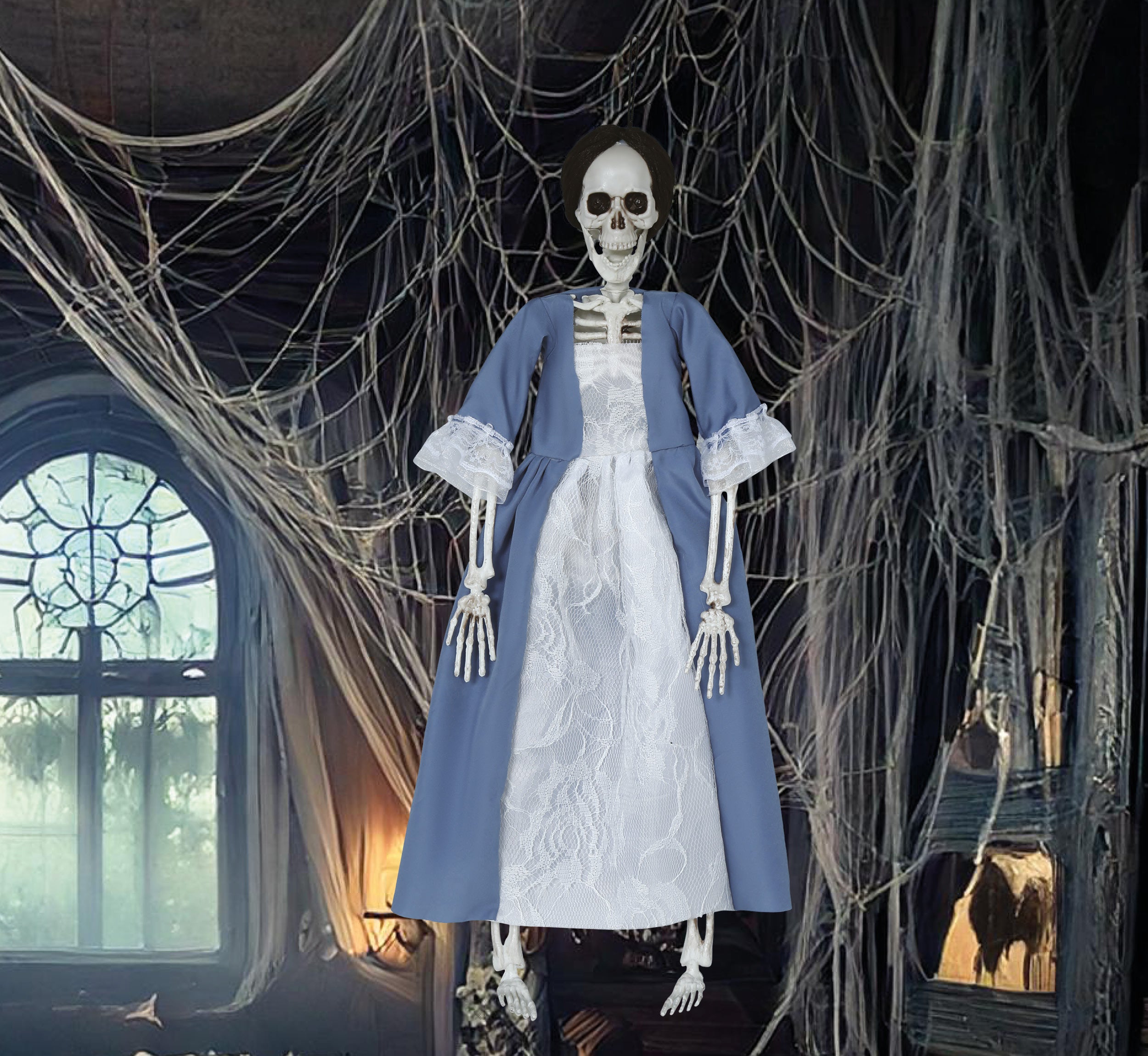 GP29008 – Skelett Figur Halloween Dekoration – Farbe: Grau / Weiß