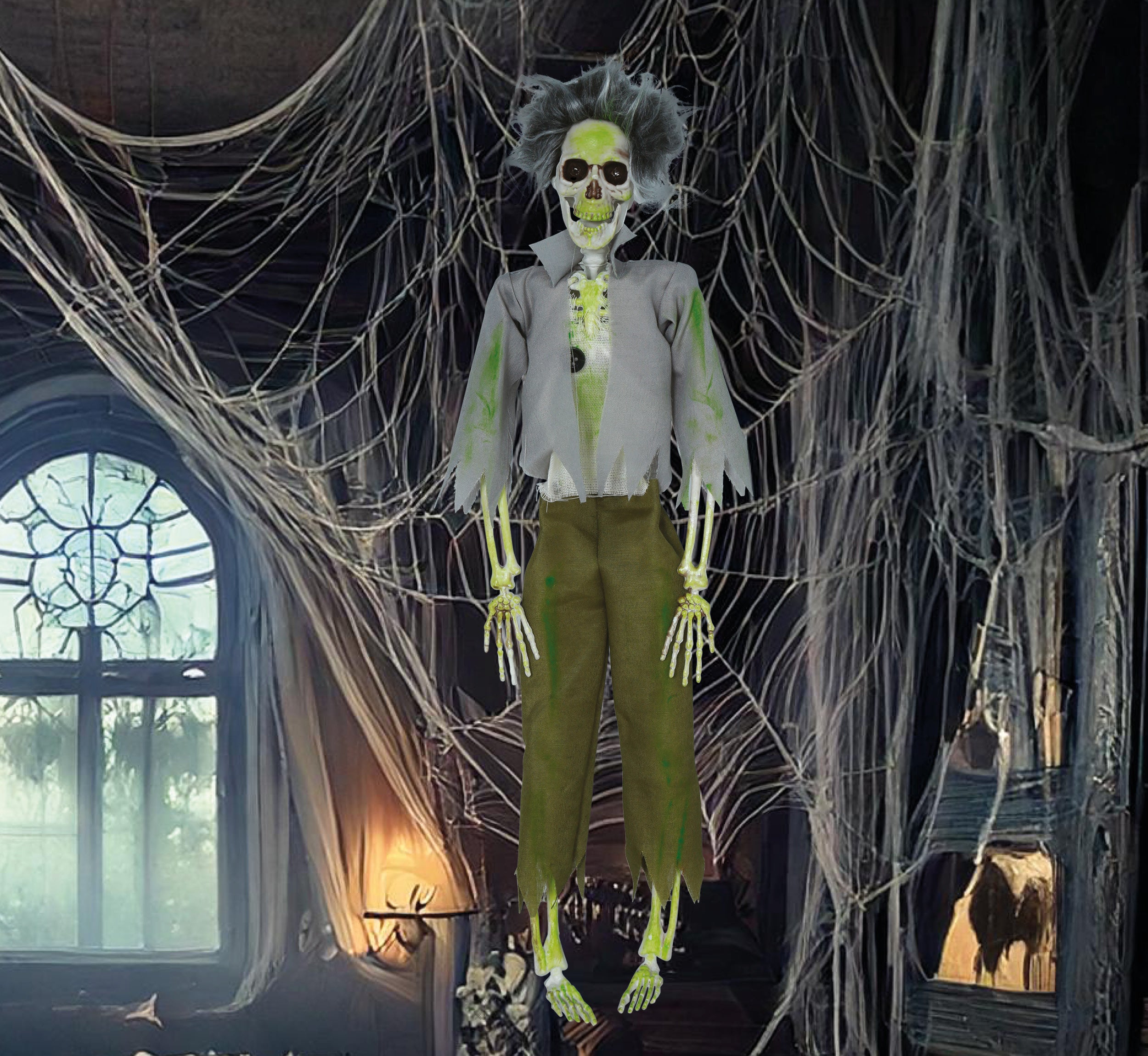 GP29013 – Skelett Zombie Deko Halloween Figur – Farbe: Grau