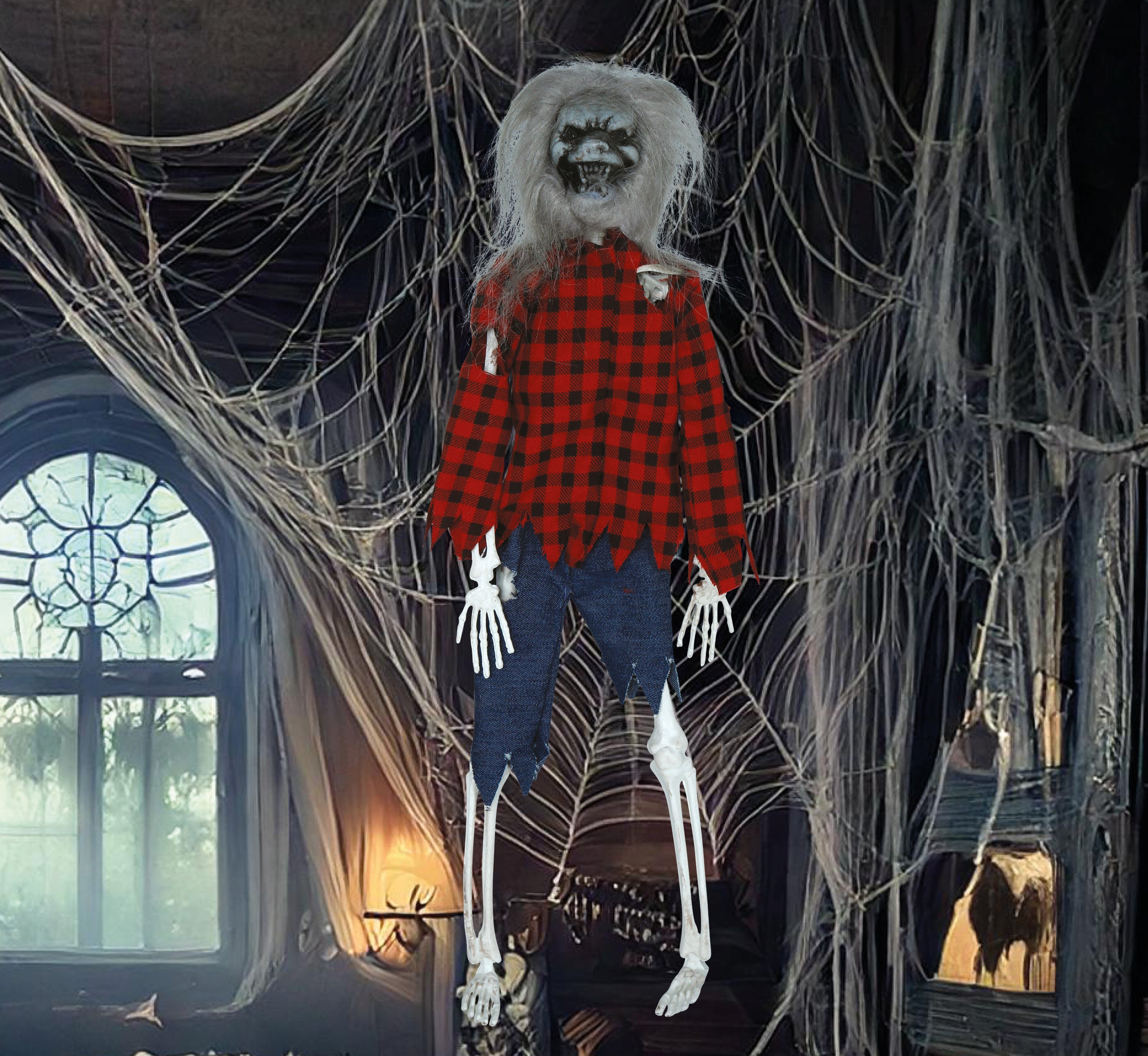 GP29015 – Werwolf Hängedeko Halloween Wolfmann – Farbe: Rot / Blau