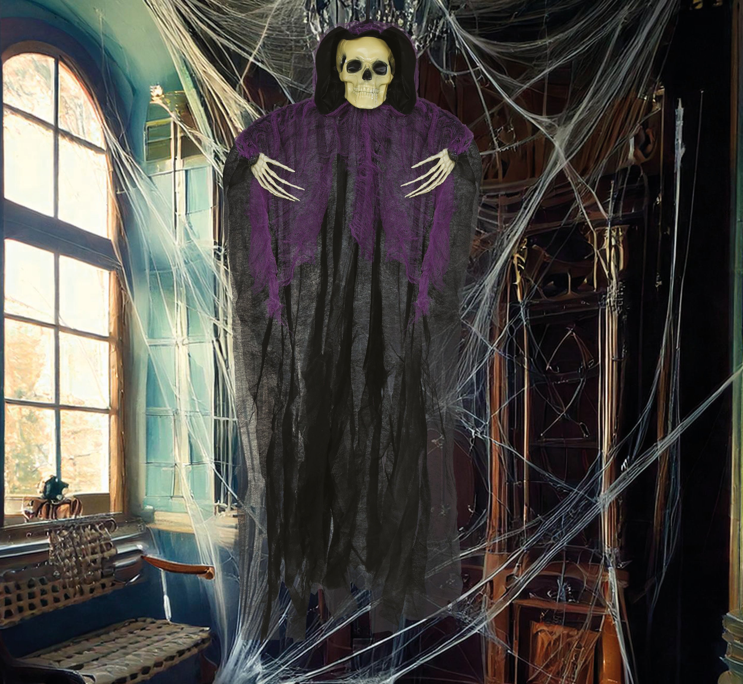 GP29016 – Skelett Dekoration Halloween Hängedeko – Farbe: Schwarz