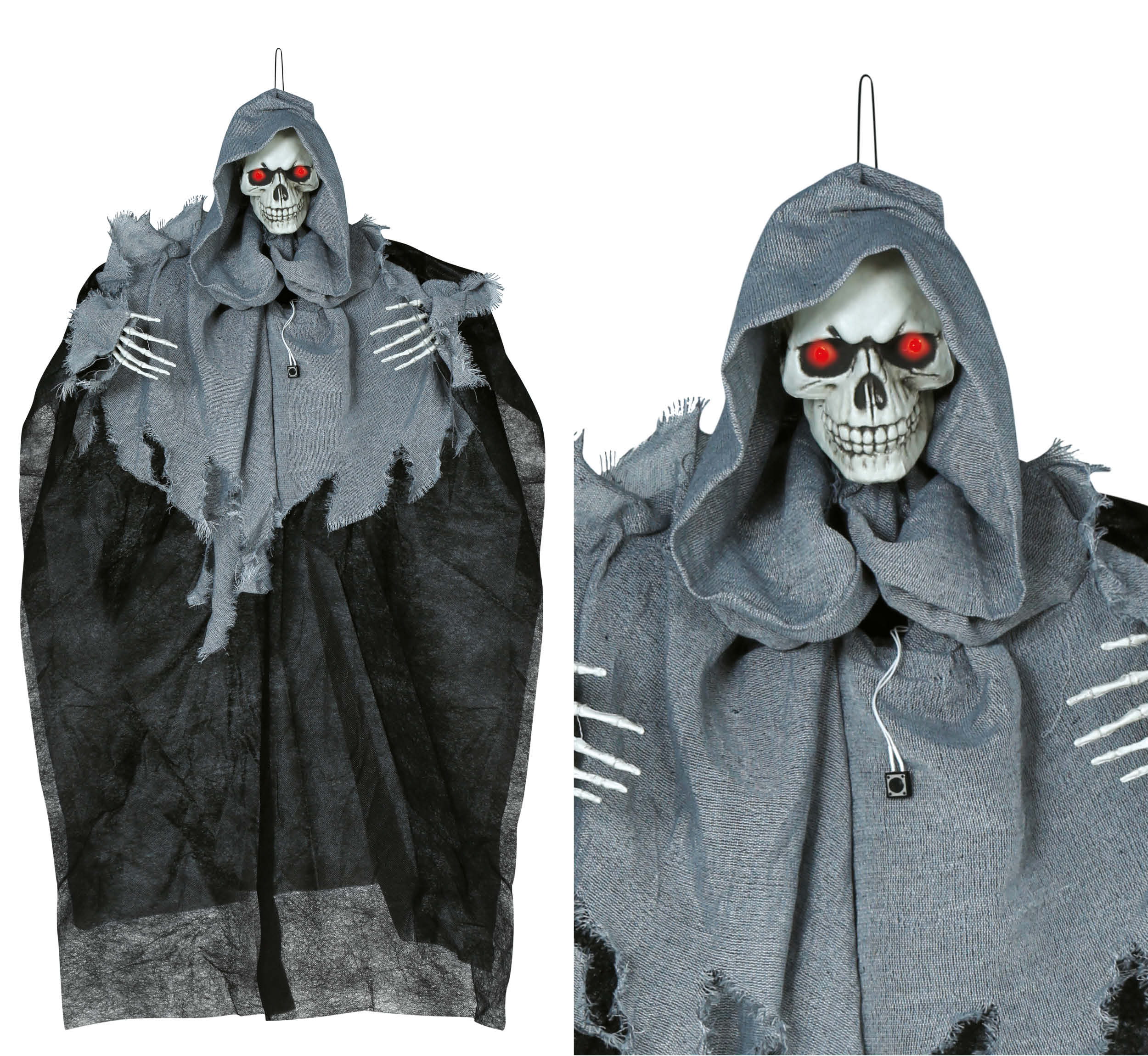 GP29025 – Skelett Hängefigur Halloween Deko Animiert – Farbe: Schwarz / Grau