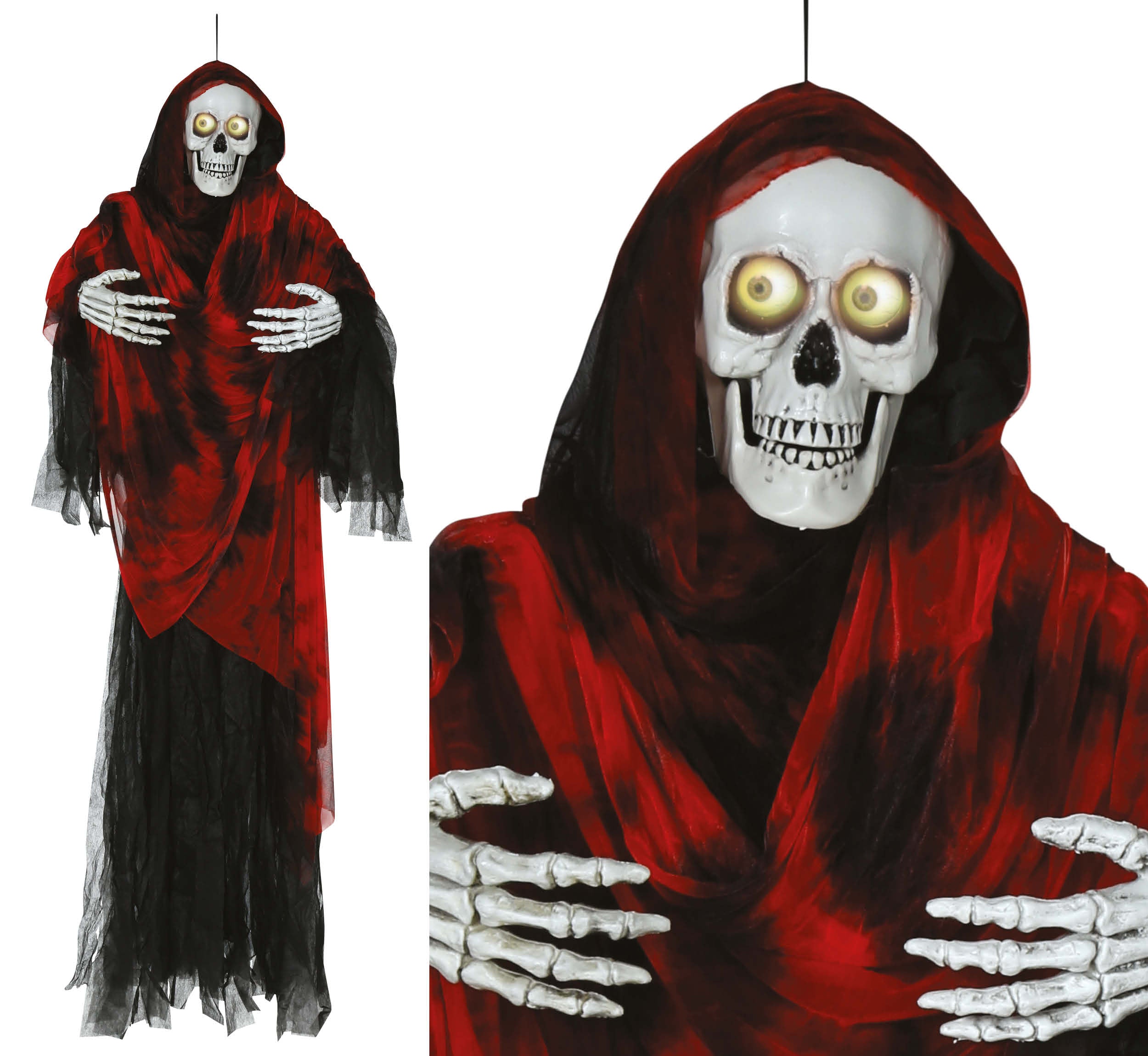 GP29032 – Skelett Halloween Hängedekoration Zombie – Farbe: Schwarz / Rot