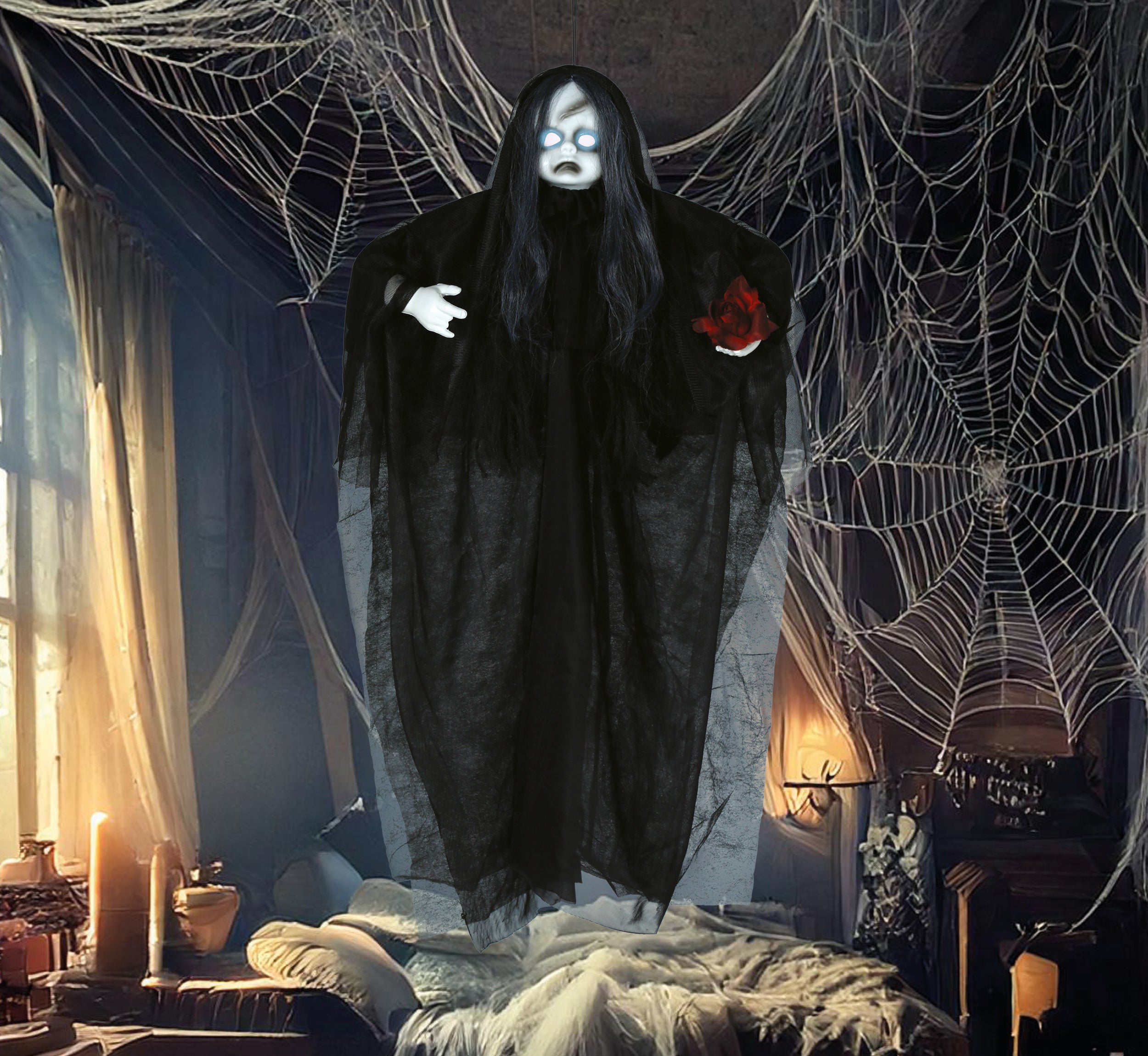 GP29034 – Halloween Geisterfigur Sprechende Puppe – Farbe: Schwarz