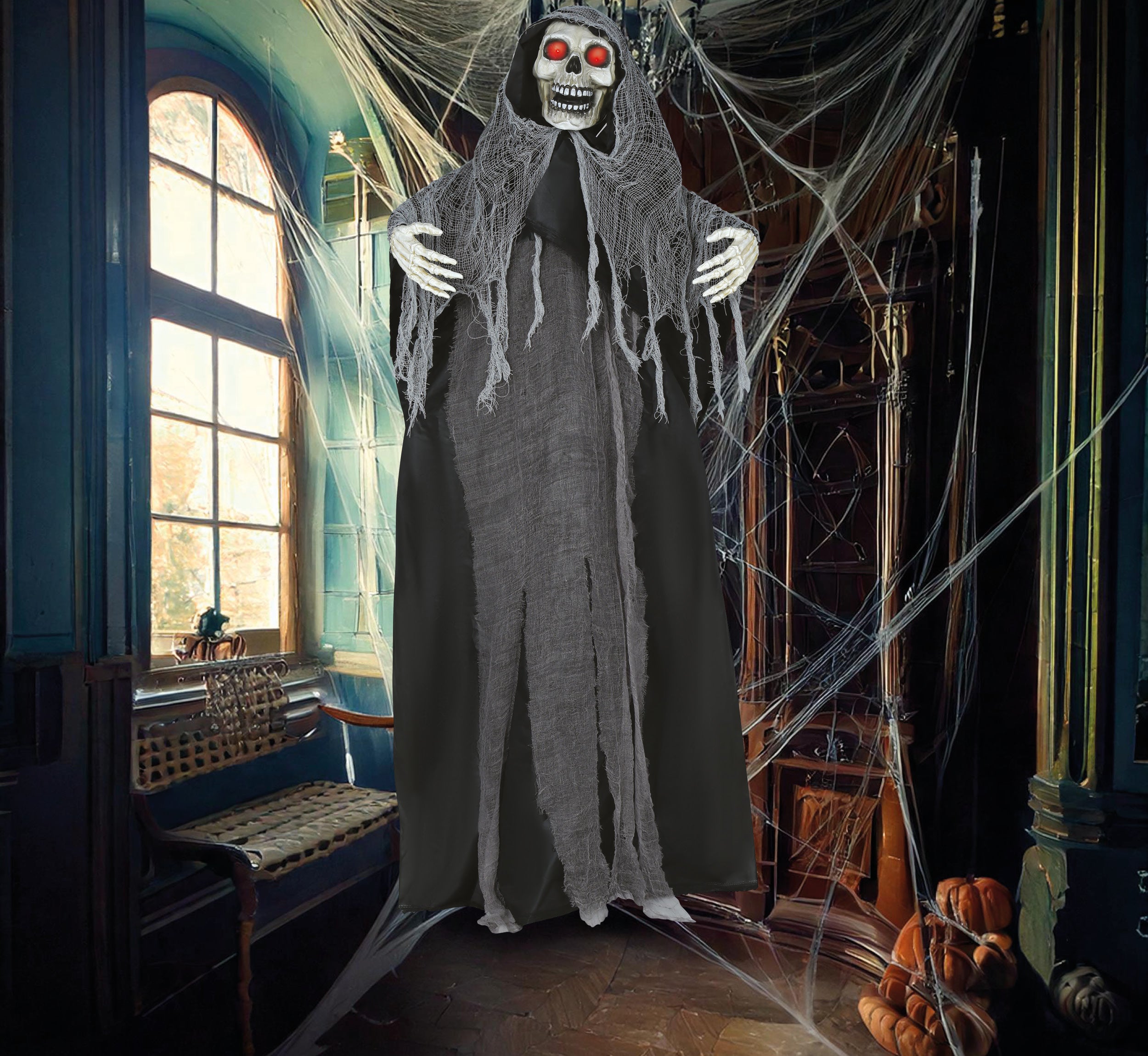 GP29039 – Skelett Gespenst Halloween Dekofigur – Farbe: Grau