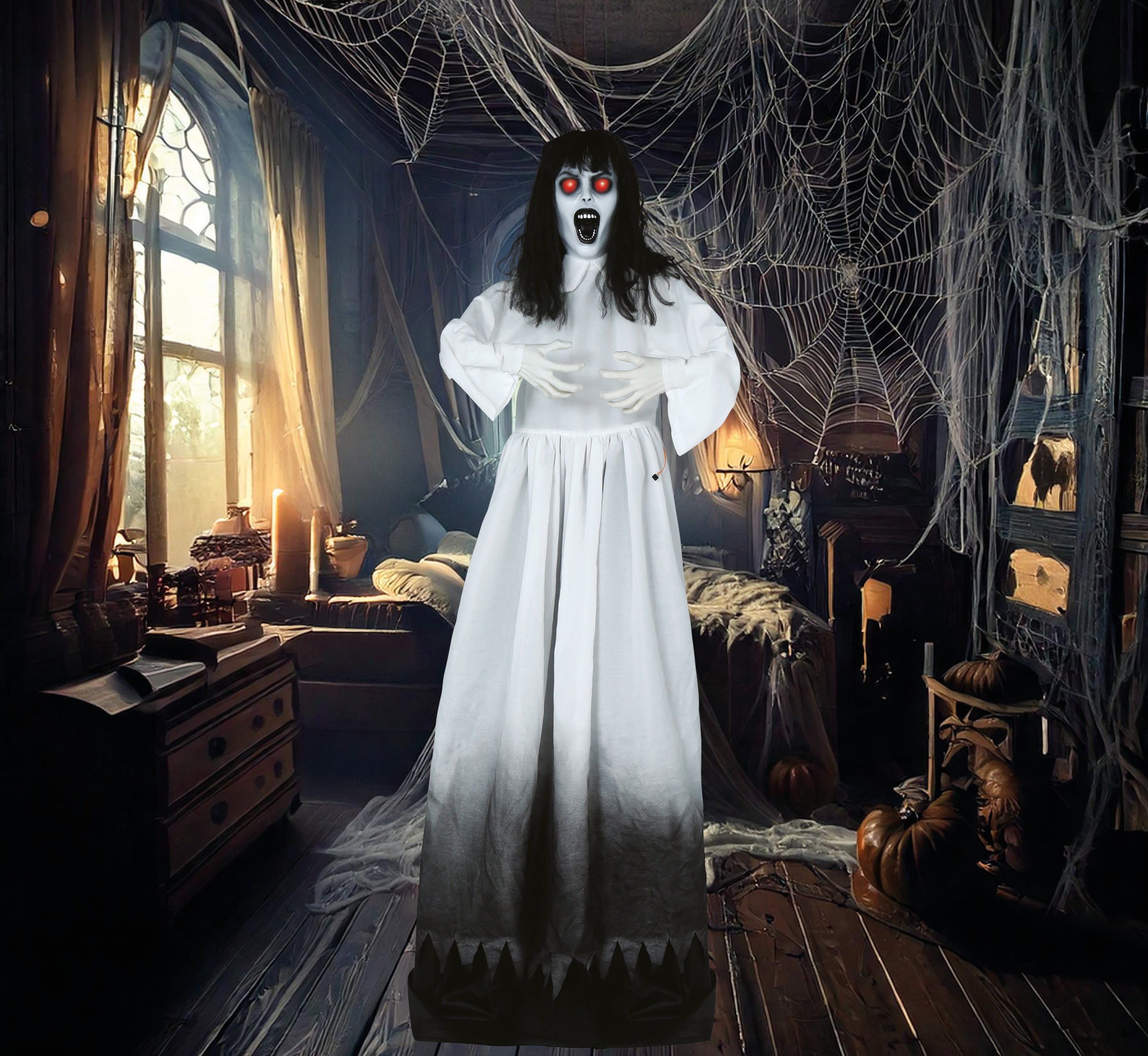 GP29043 – Halloween Zombie Dame Grusel Dekoration – Farbe: Weiß