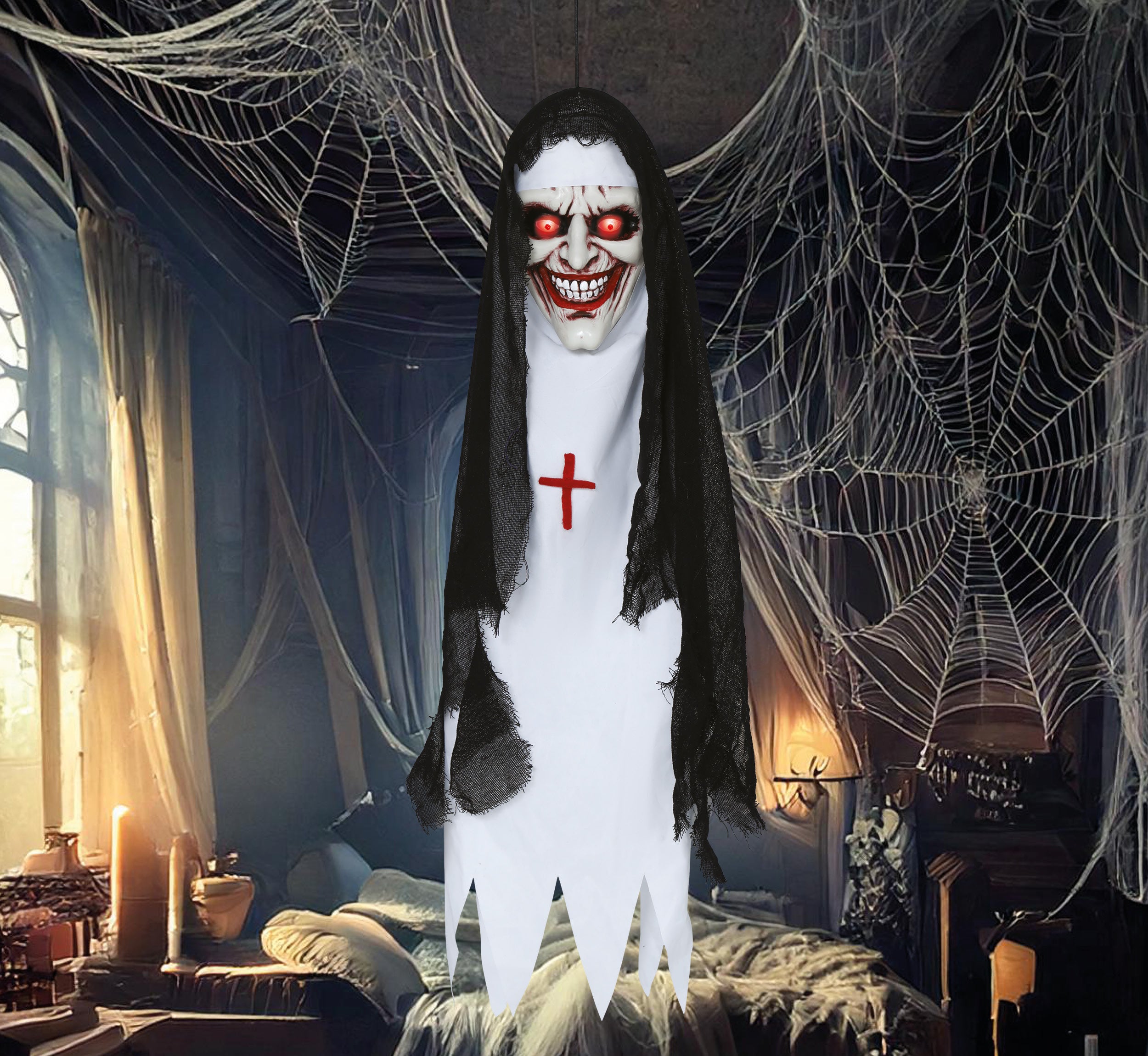 GP29062 – Horror Schwester Grusel Hängefigur – Farbe: Weiß / Schwarz