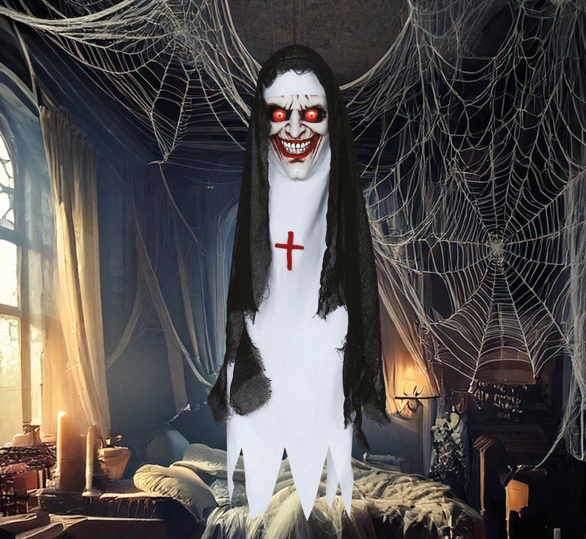 GP29062 – Horror Schwester Grusel Hängefigur – Farbe: Weiß / Schwarz