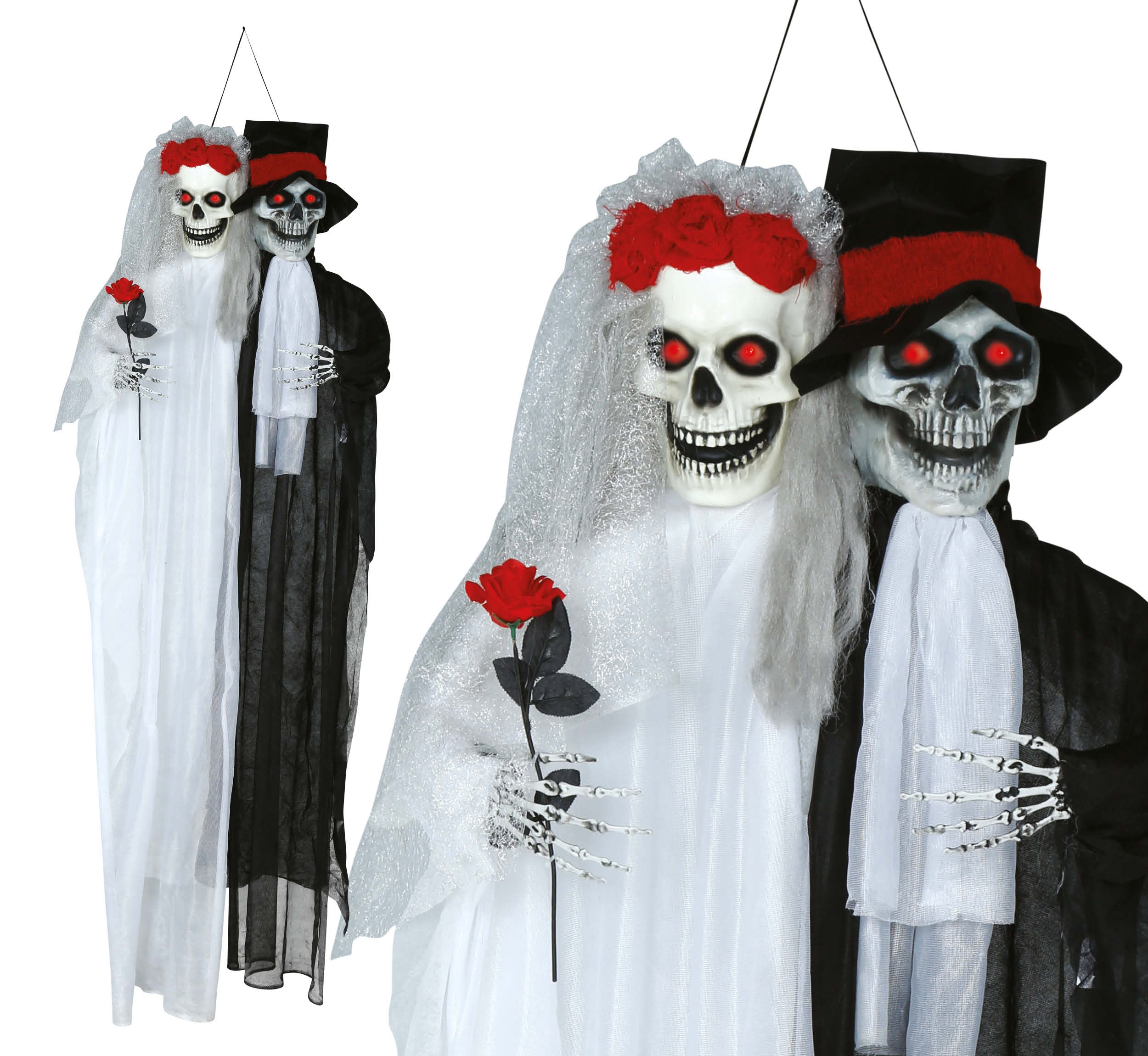 GP29065 – Skelett Brautpaar Hängefigur Halloween – Farbe: Weiß / Schwarz
