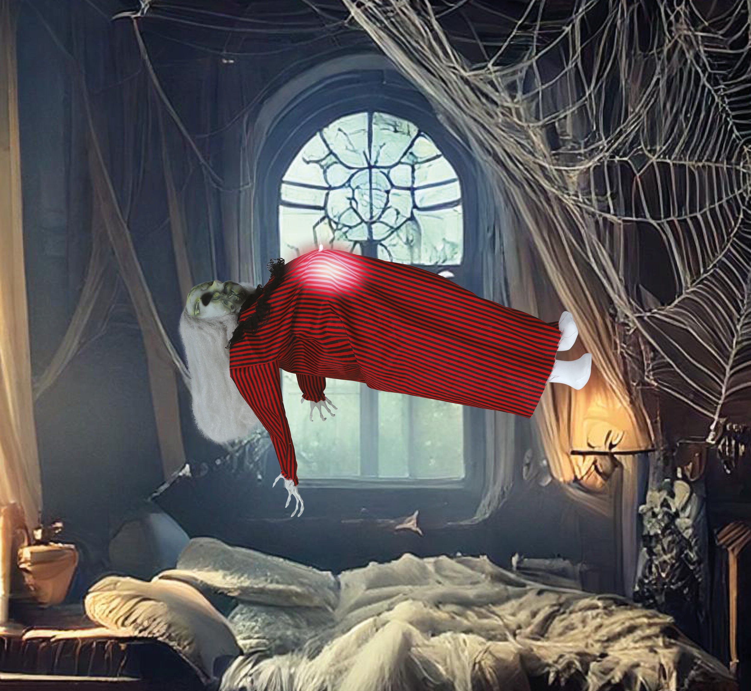 GP29066 – Halloween Schwebende Geisterfrau Dekoration – Farbe: Rot