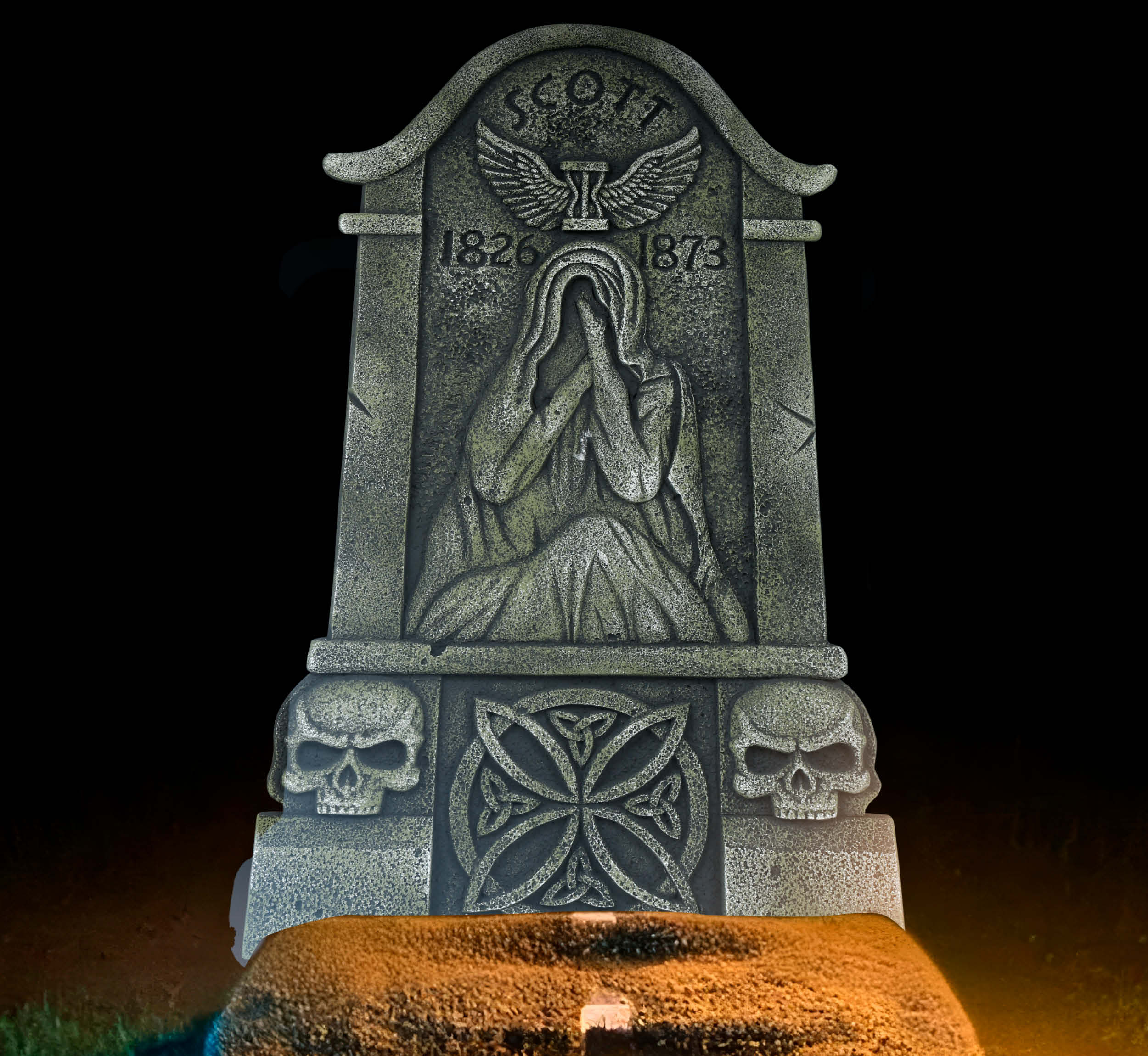 GP29074 – Halloween Grabstein Geist Dekoration – Farbe: Grau