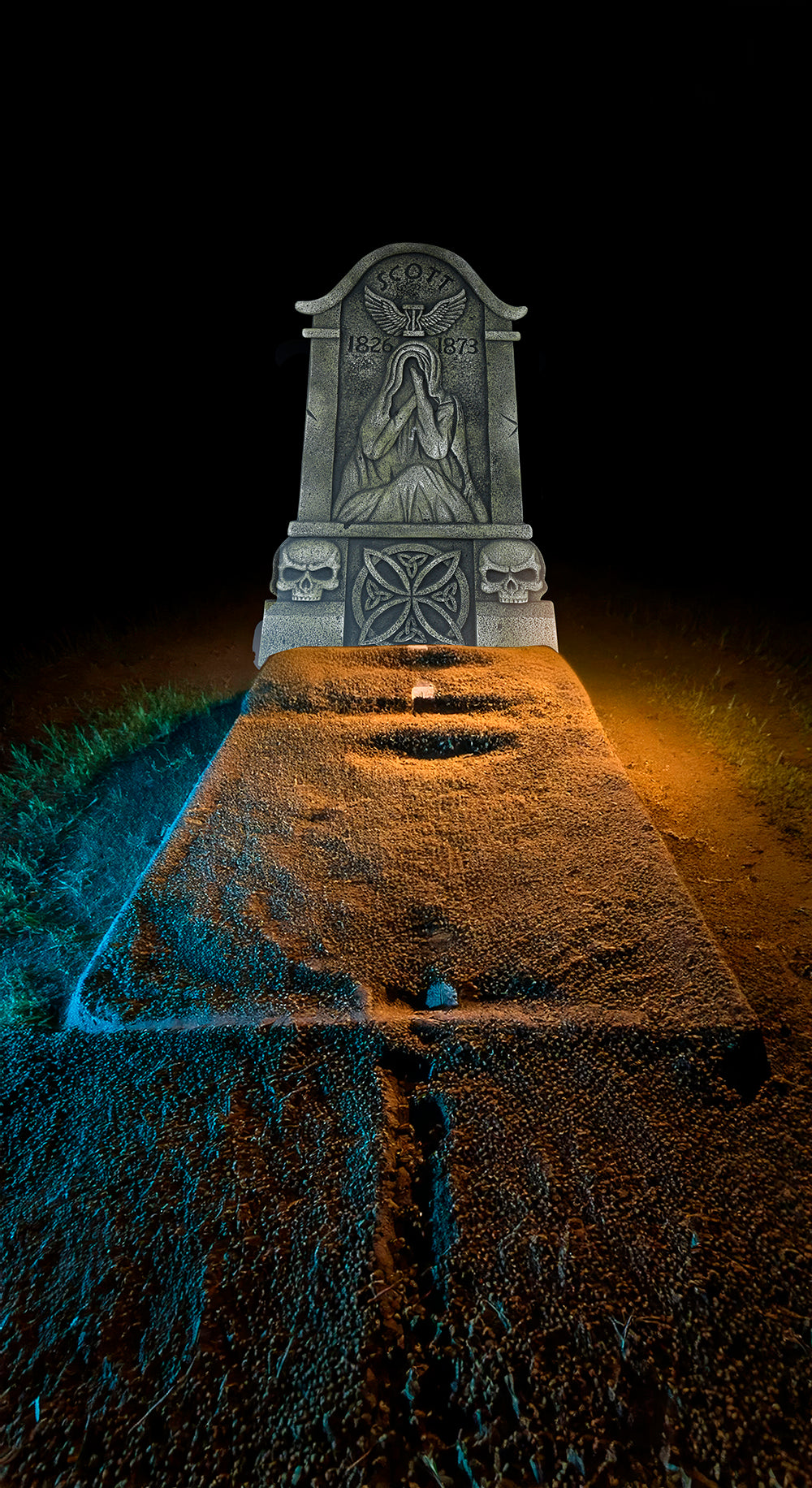 GP29074 – Halloween Grabstein Geist Dekoration – Farbe: Grau