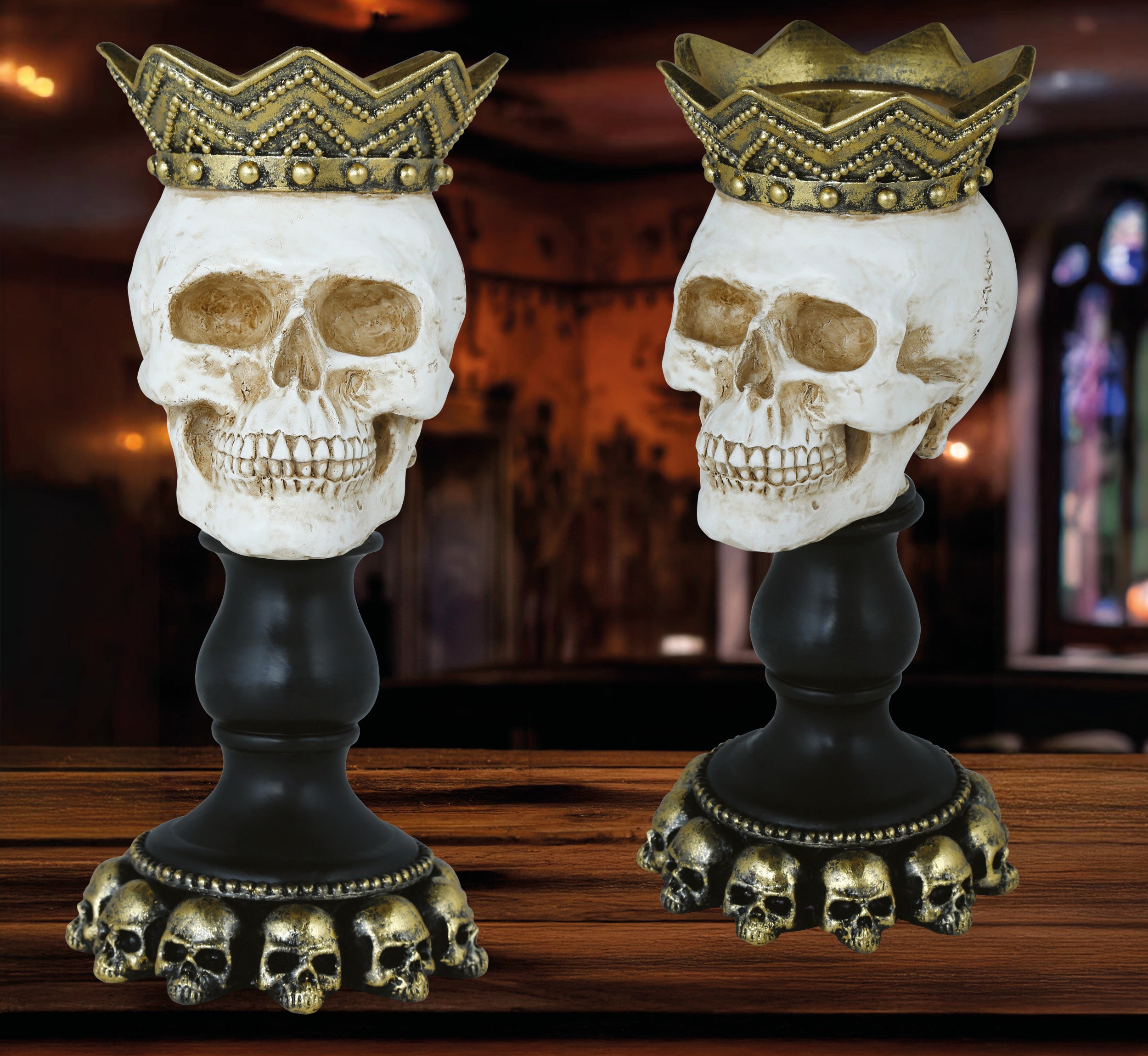 GP29085 – Skelett Kerzenhalter Halloween Dekoration – Farbe: Beige / Schwarz