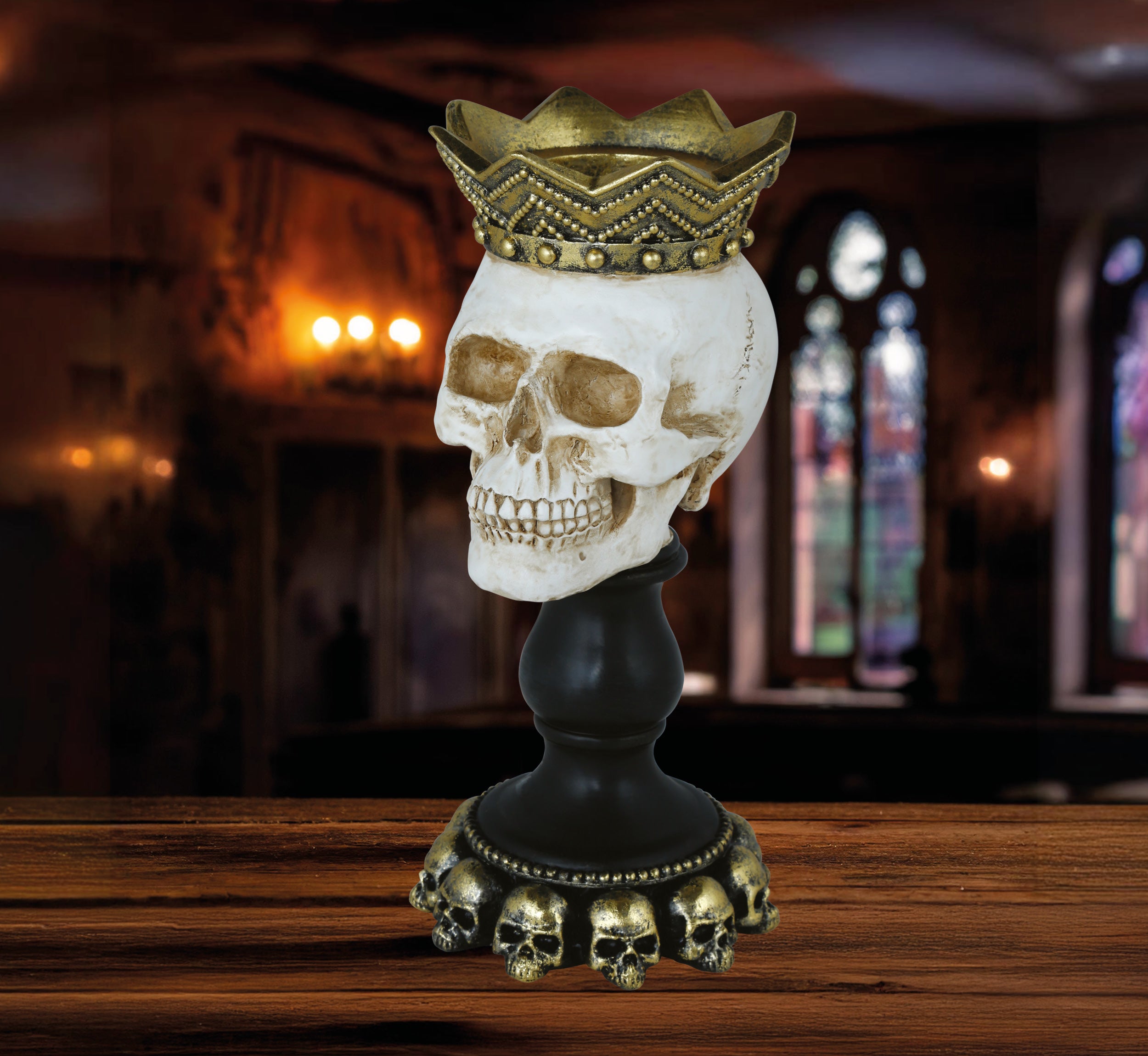 GP29085 – Skelett Kerzenhalter Halloween Dekoration – Farbe: Beige / Schwarz