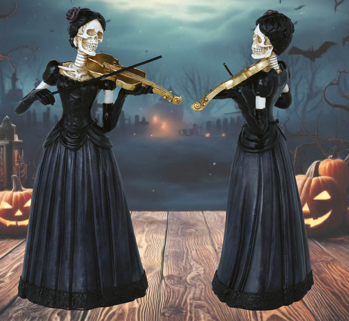 GP29089 – Skelett Geigerin Halloween Dekofigur – Farbe: Schwarz