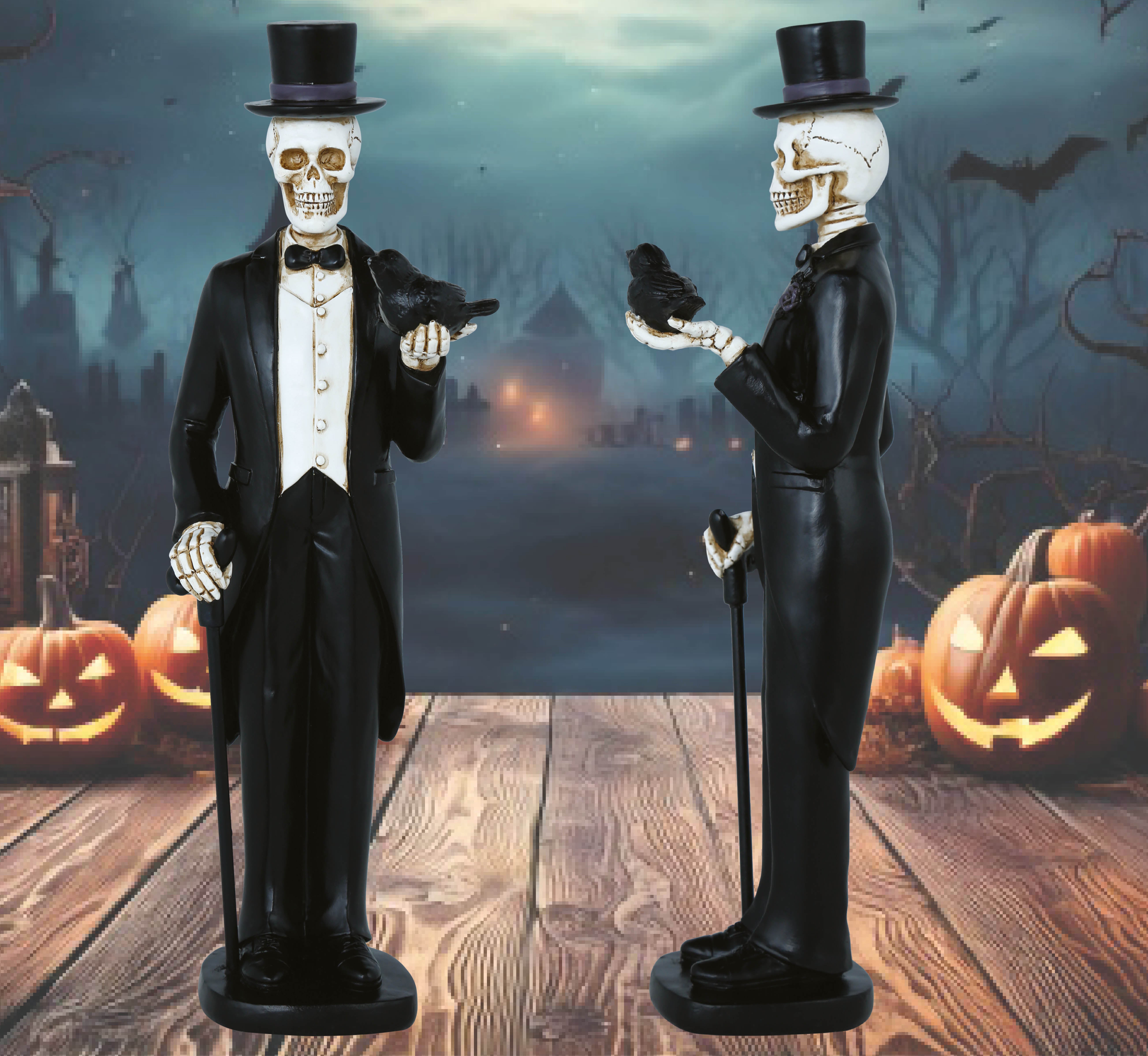 GP29090 – Skelett Gentleman Halloween Deko Figur – Farbe: Schwarz