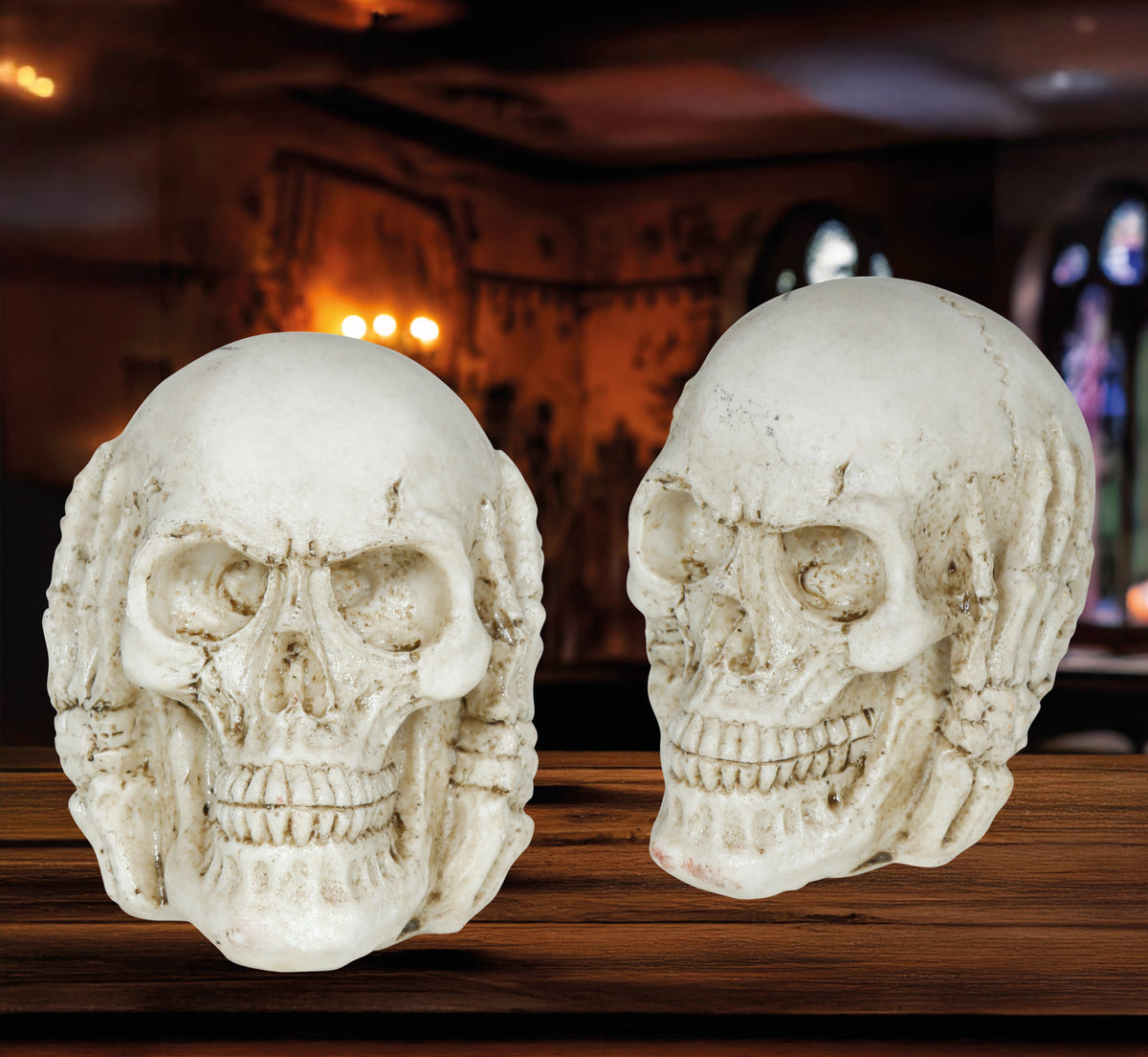 GP29092 – Skelett Totenkopf Halloween Dekoration – Farbe: Beige