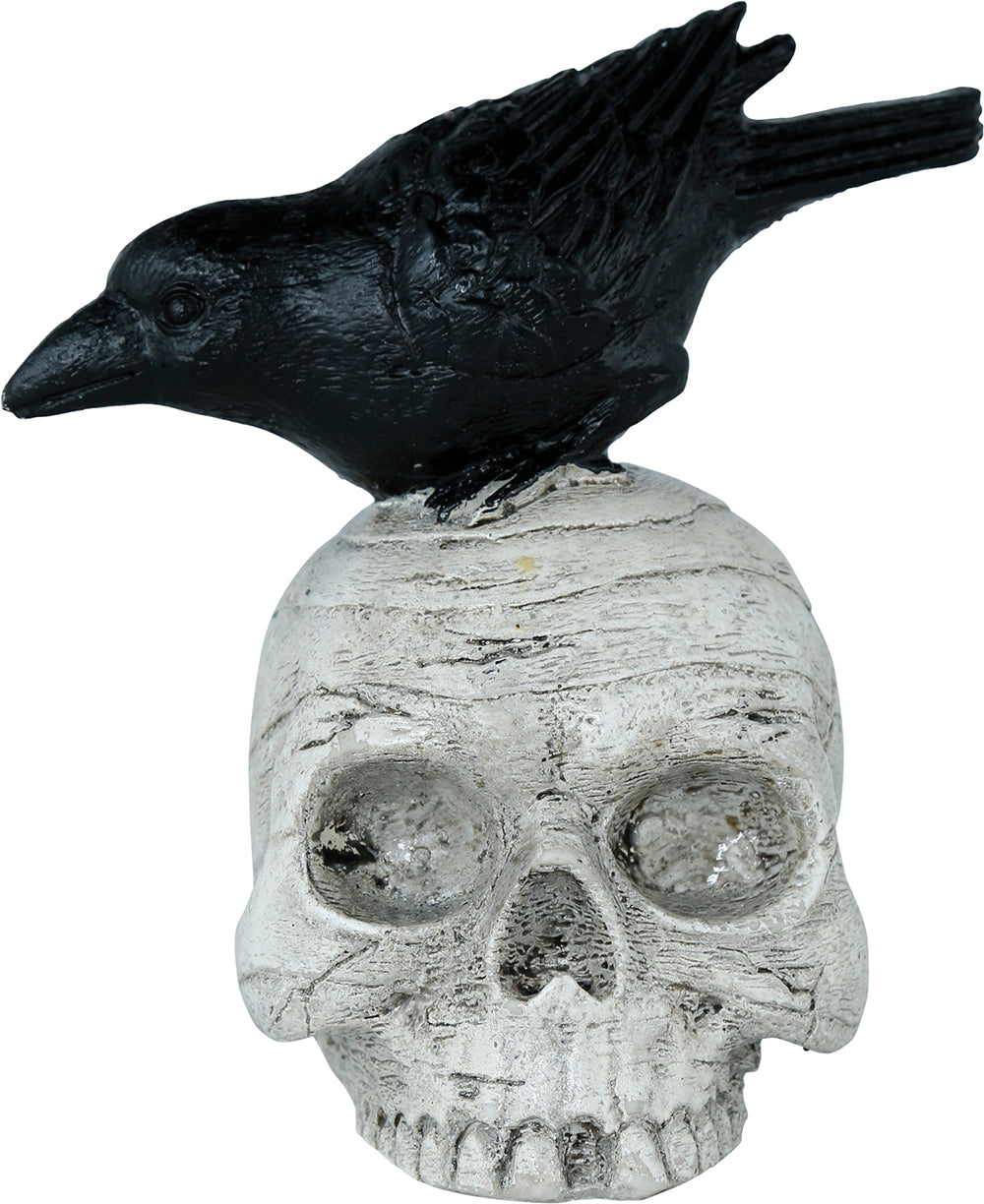 GP29093 – Skelett Dekoration Rabe Totenschädel – Farbe: Beige / Schwarz