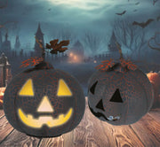 Halloween Kürbis mit Licht Dekoration Schwarz 20cm, Bild 3