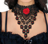 GP29105 – Marquisen Halskette Rote Rose Eleganz – Farbe: Schwarz / Rot