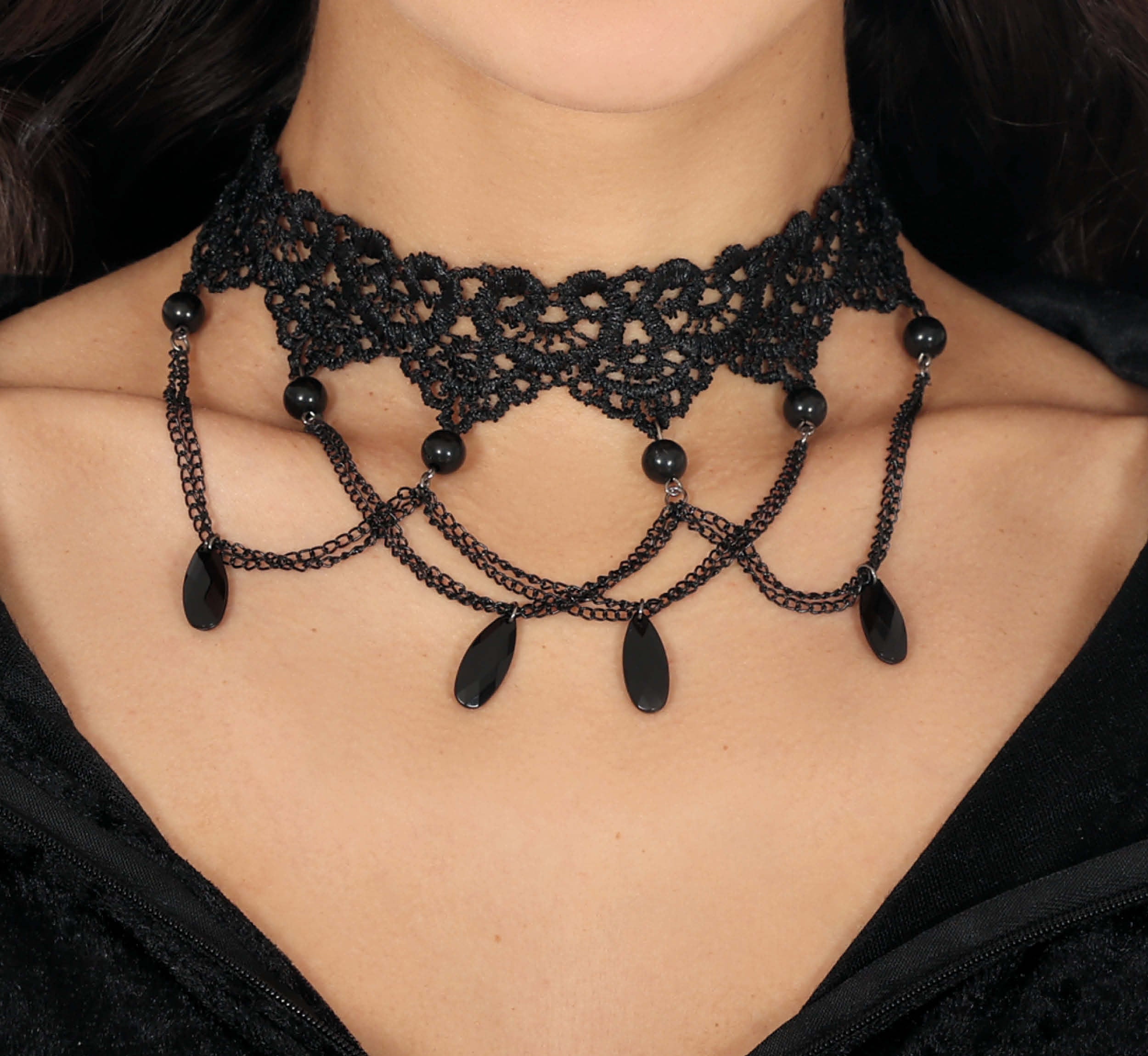 GP29108 – Prinzessin Schwarze Vintage Choker – Farbe: Schwarz