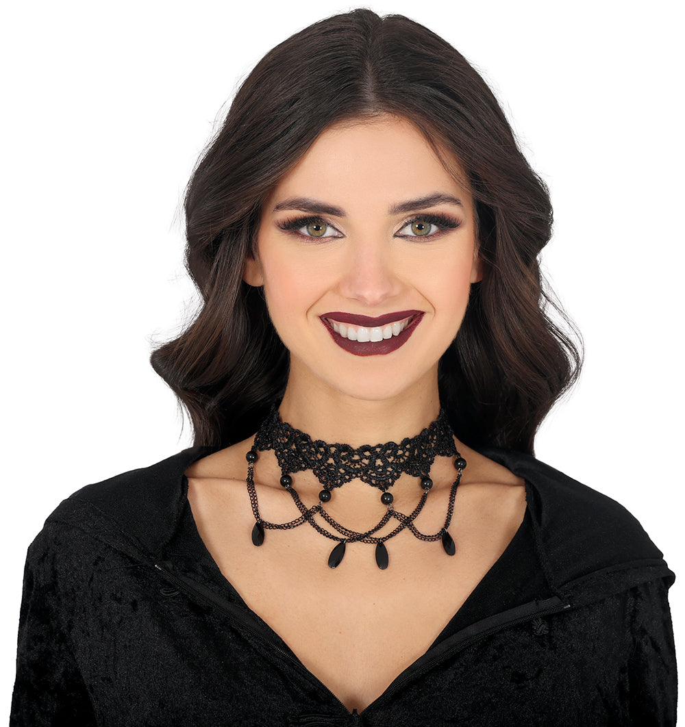 GP29108 – Prinzessin Schwarze Vintage Choker – Farbe: Schwarz
