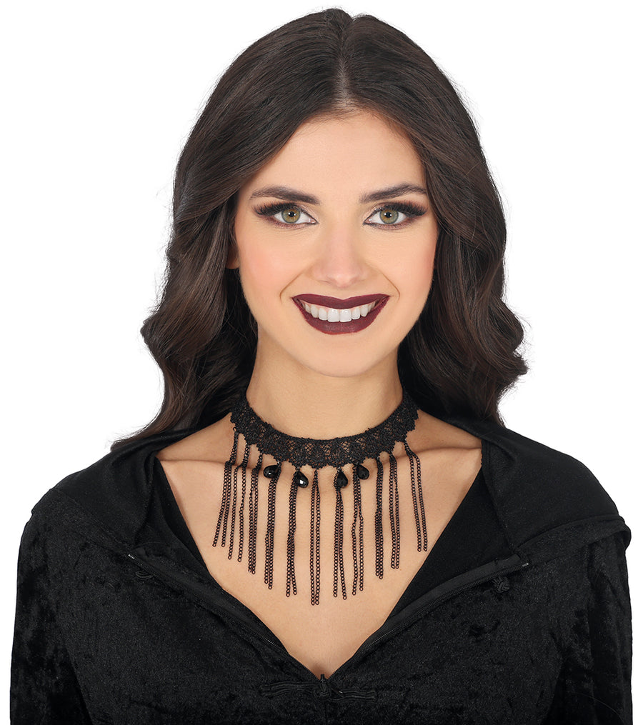 Gothic Choker für Erwachsene mit Kettenfransen