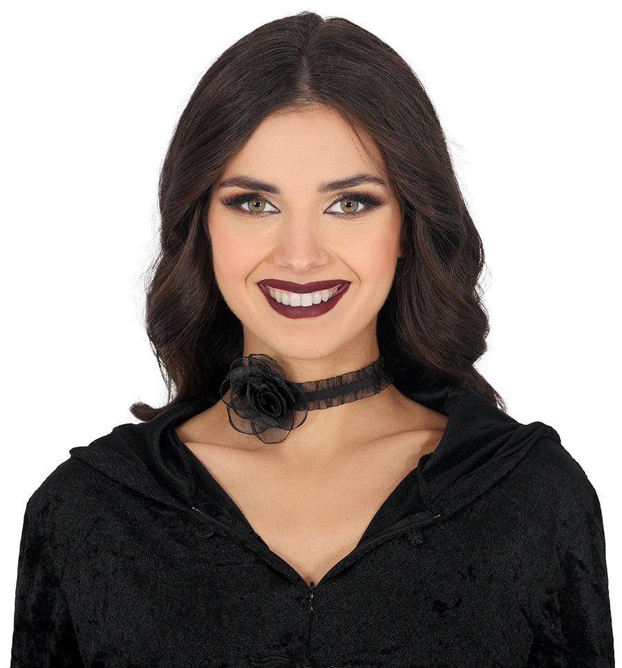 Rosen Choker für Erwachsene schwarz