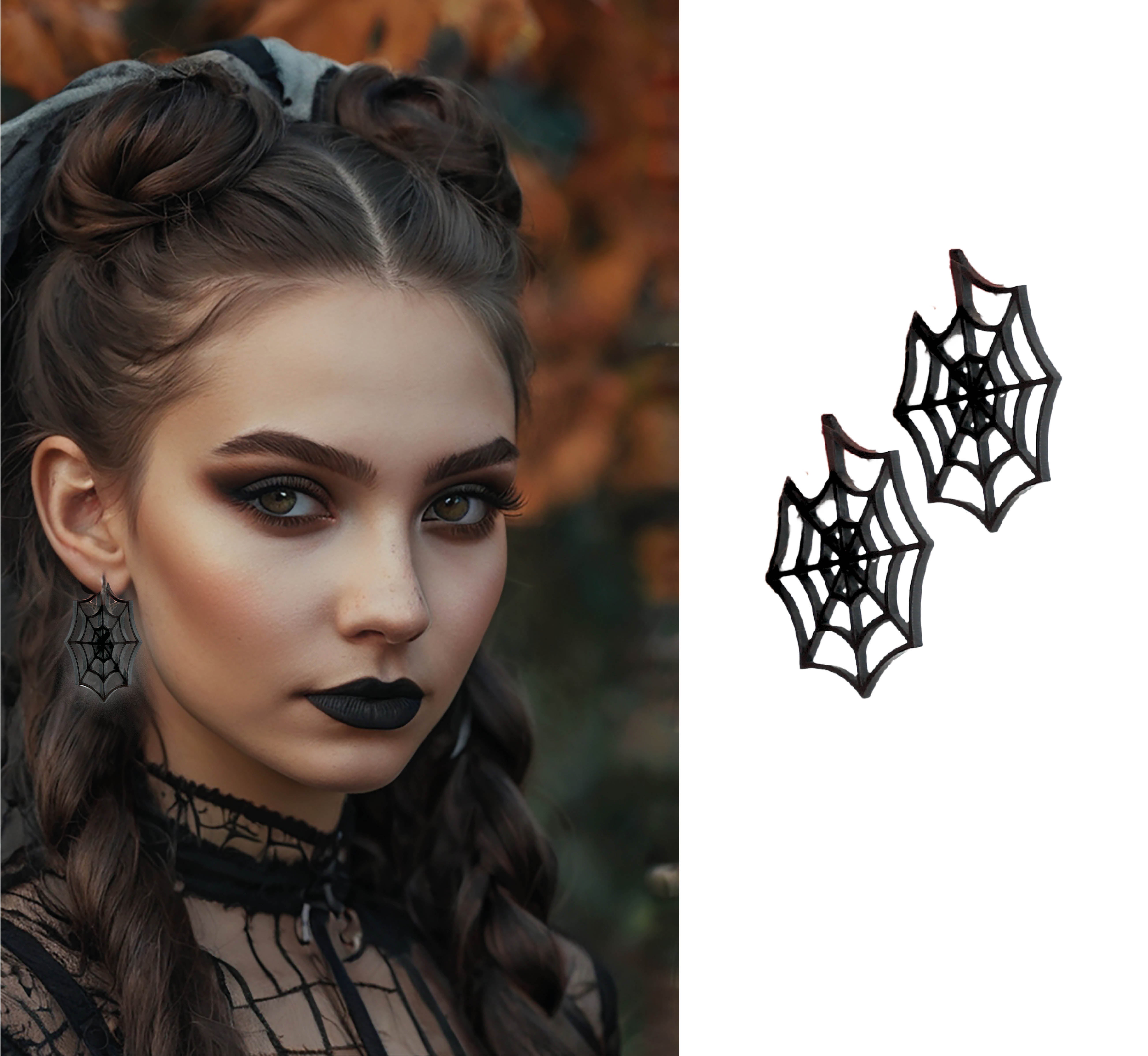 GP29111 – Halloween Spinnweben Ohrringe Gothic – Farbe: Schwarz
