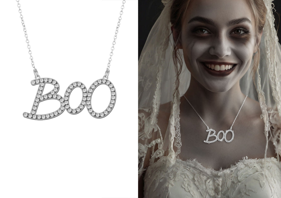 Boo Halskette für Erwachsene 55 mm silber