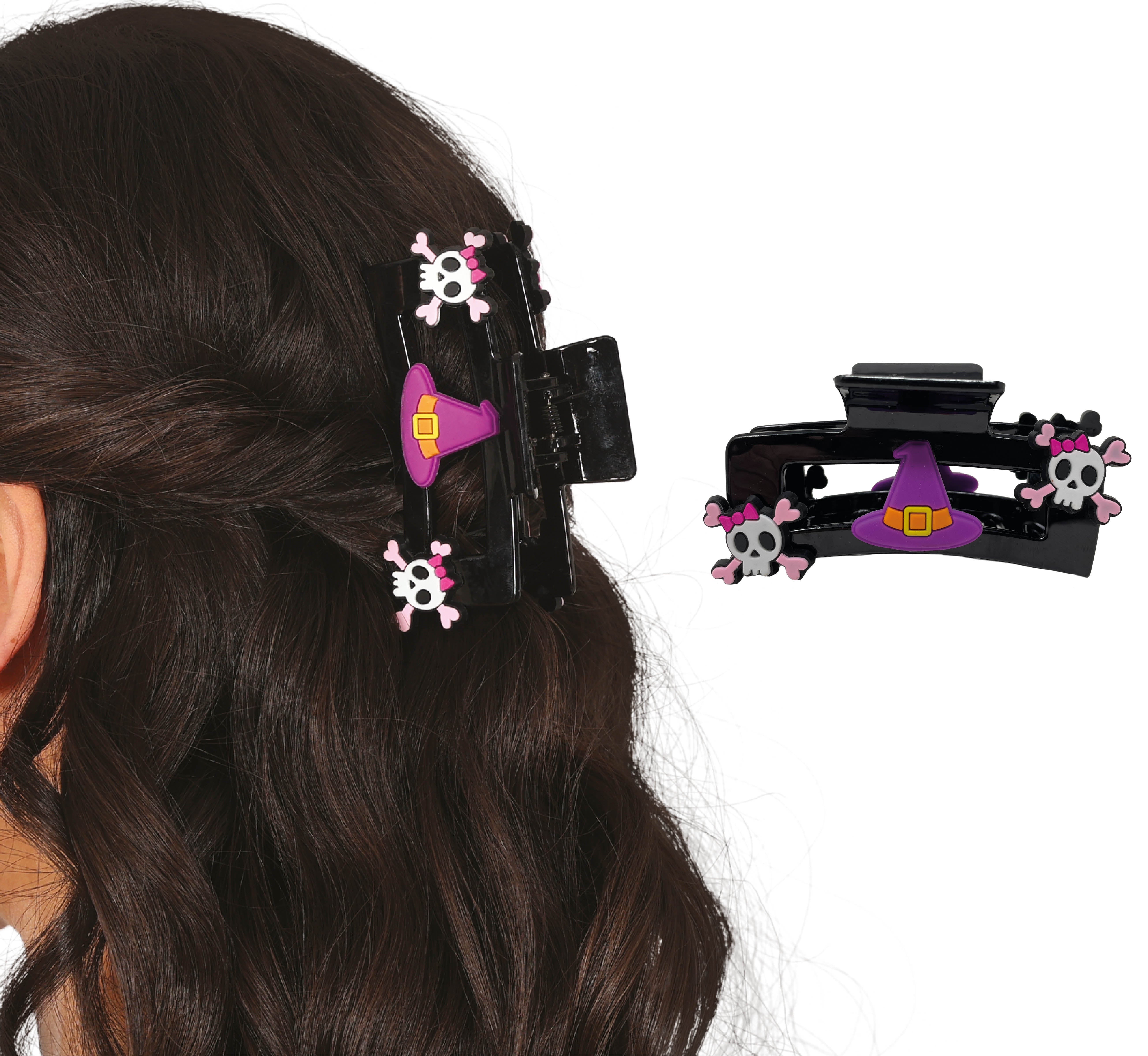 GP29130 – Halloween Haare Klammer Totenkopf Hexe – Farbe: Mehrfarbig