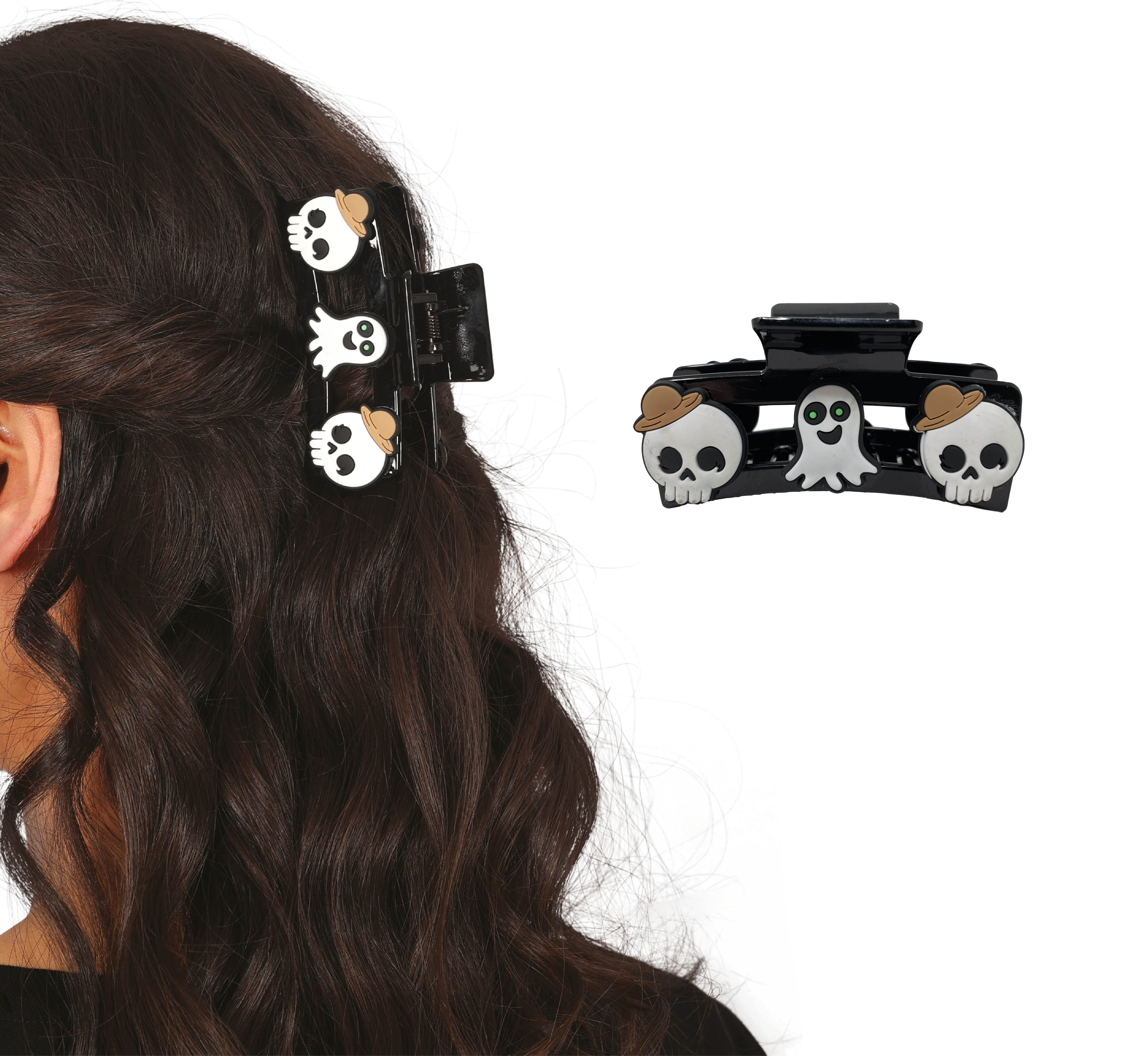 GP29131 – Halloween Haarspangen Totenkopf Gespenst – Farbe: Mehrfarbig