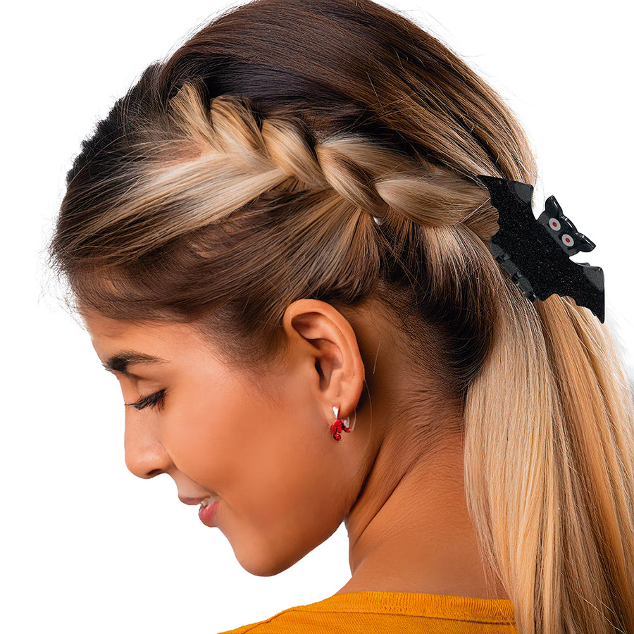 Fledermaus Haarklammer für Damen 9 cm schwarz