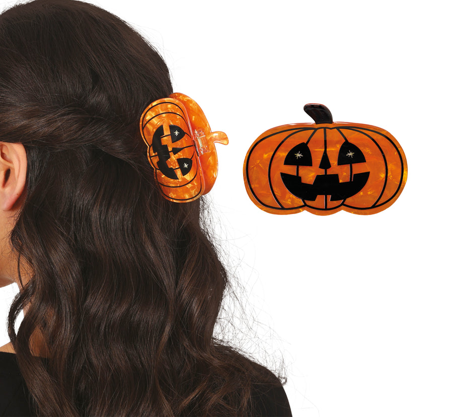 GP29139 – Halloween Kürbis Haarclip Hexenhut – Farbe: Orange, Ansicht 2