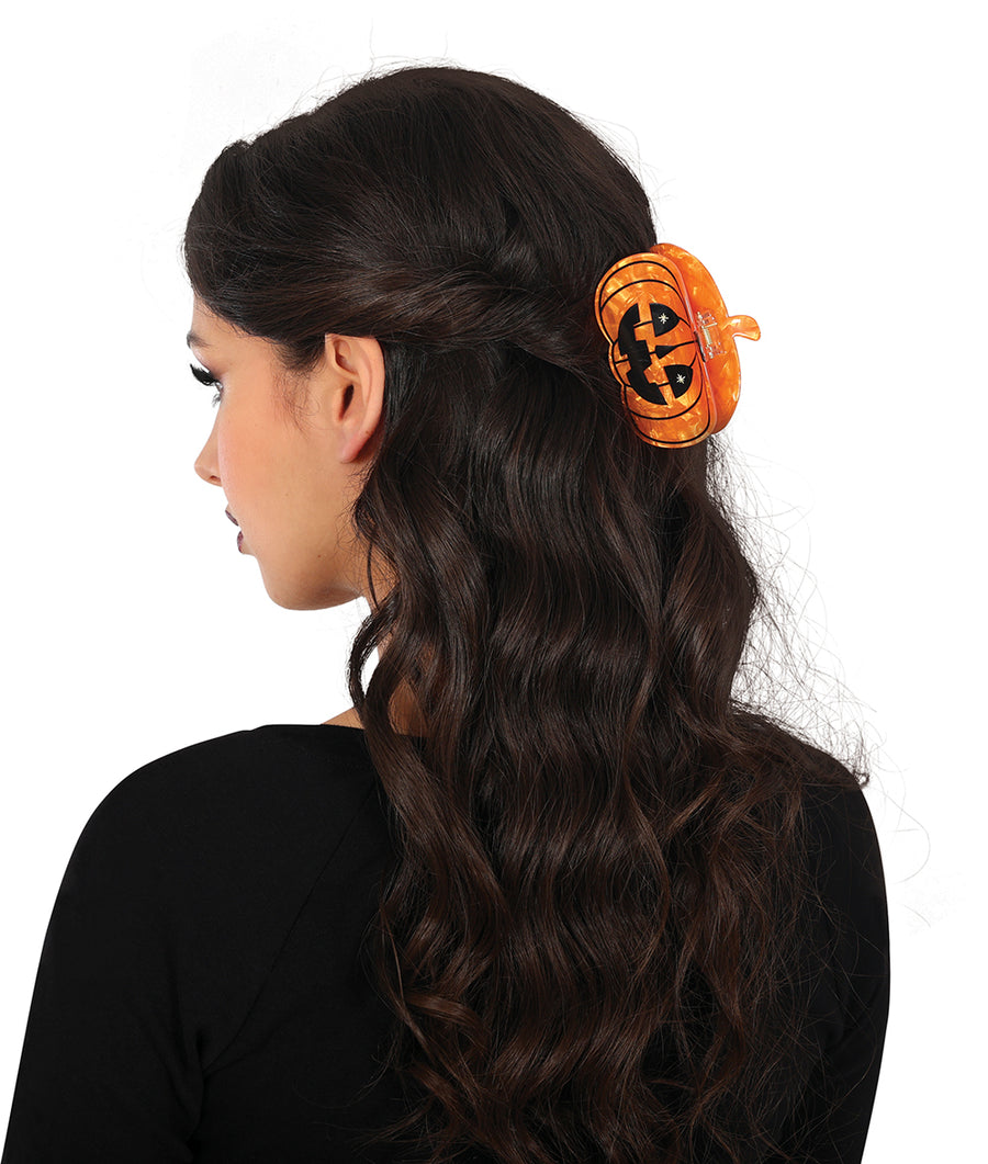 Kürbis Haarklammer für Erwachsene 65 mm orange