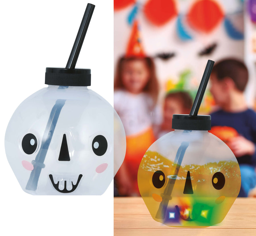 GP29157 – Skelett Becher Strohhalm Halloween Party – Farbe: Weiß, Ansicht 2