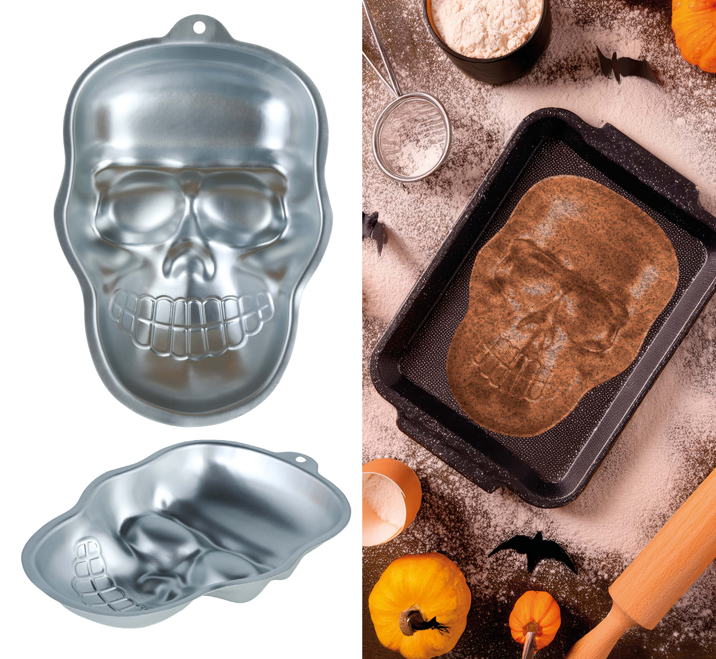 GP29162 – Skelett Horror Backform Totenkopf – Farbe: Silber