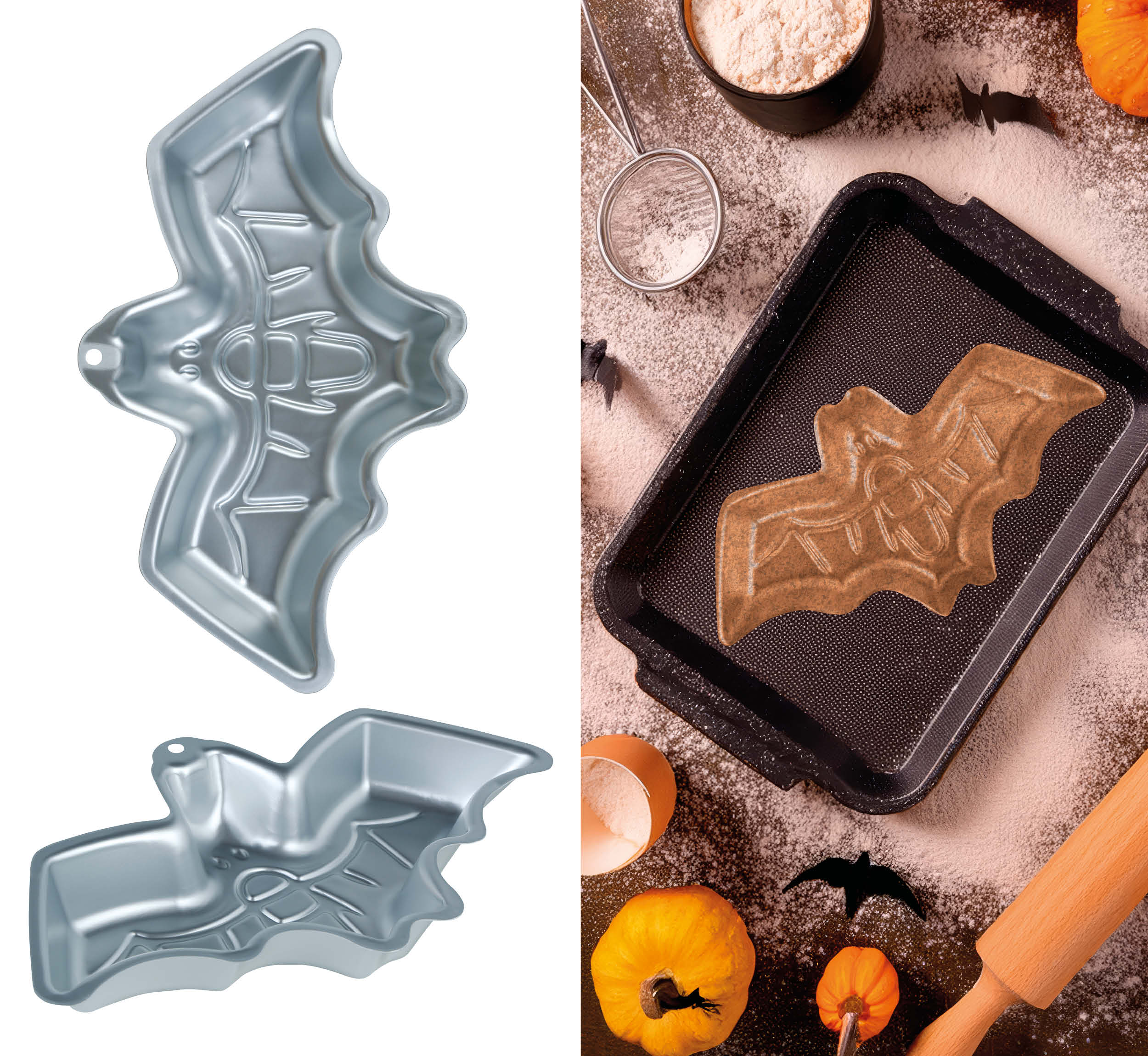 GP29164 – Fledermaus Halloween Backform Für Kuchen – Farbe: Silber
