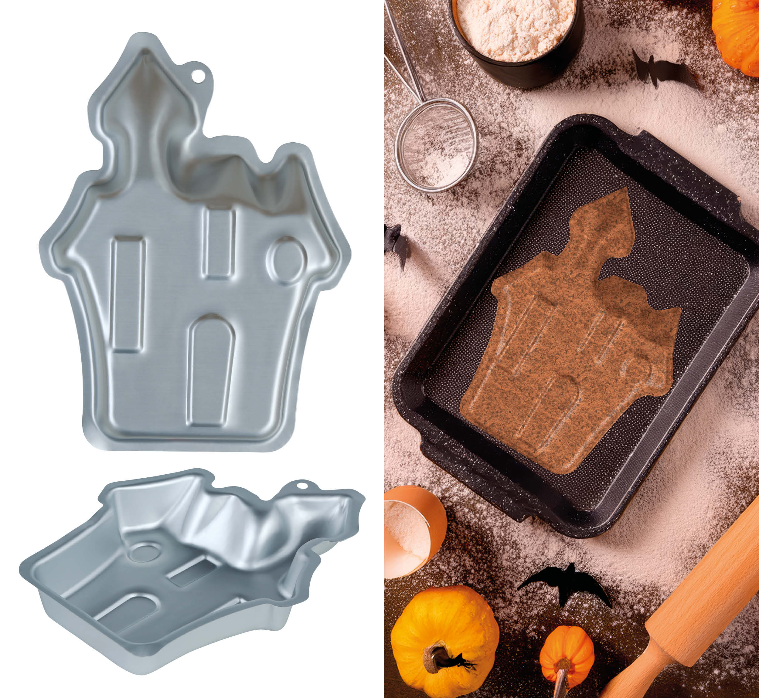 GP29165 – Halloween Geisterhaus Backform – Farbe: Silber