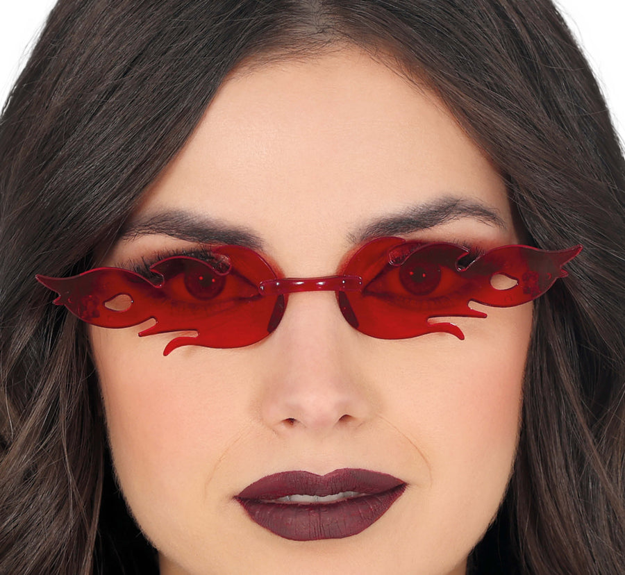 GP29184 – Dämonische Flammenbrille Feuerroter Look – Farbe: Rot, Ansicht 2