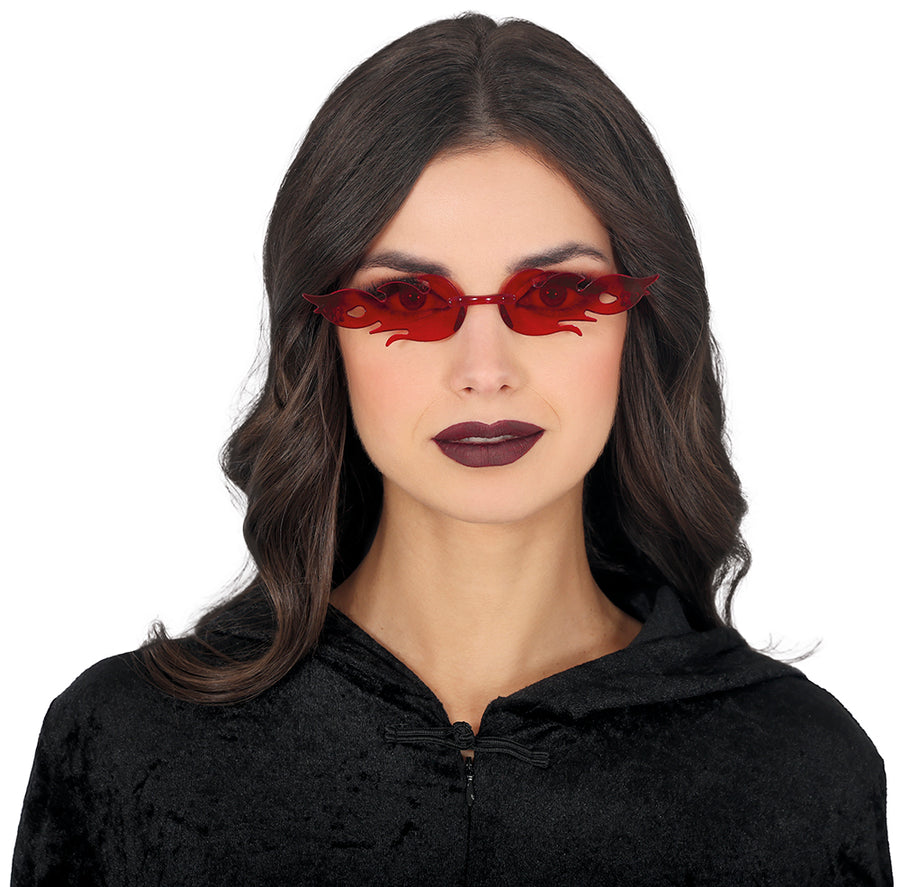 Flammen Brille für Erwachsene rot