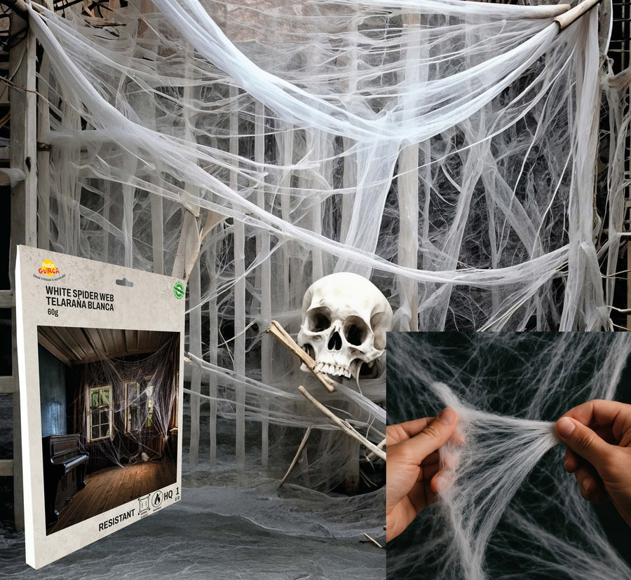 GP29188 – Halloween Spinnenweben Deko Geisterhaus – Farbe: Weiß, Ansicht 2