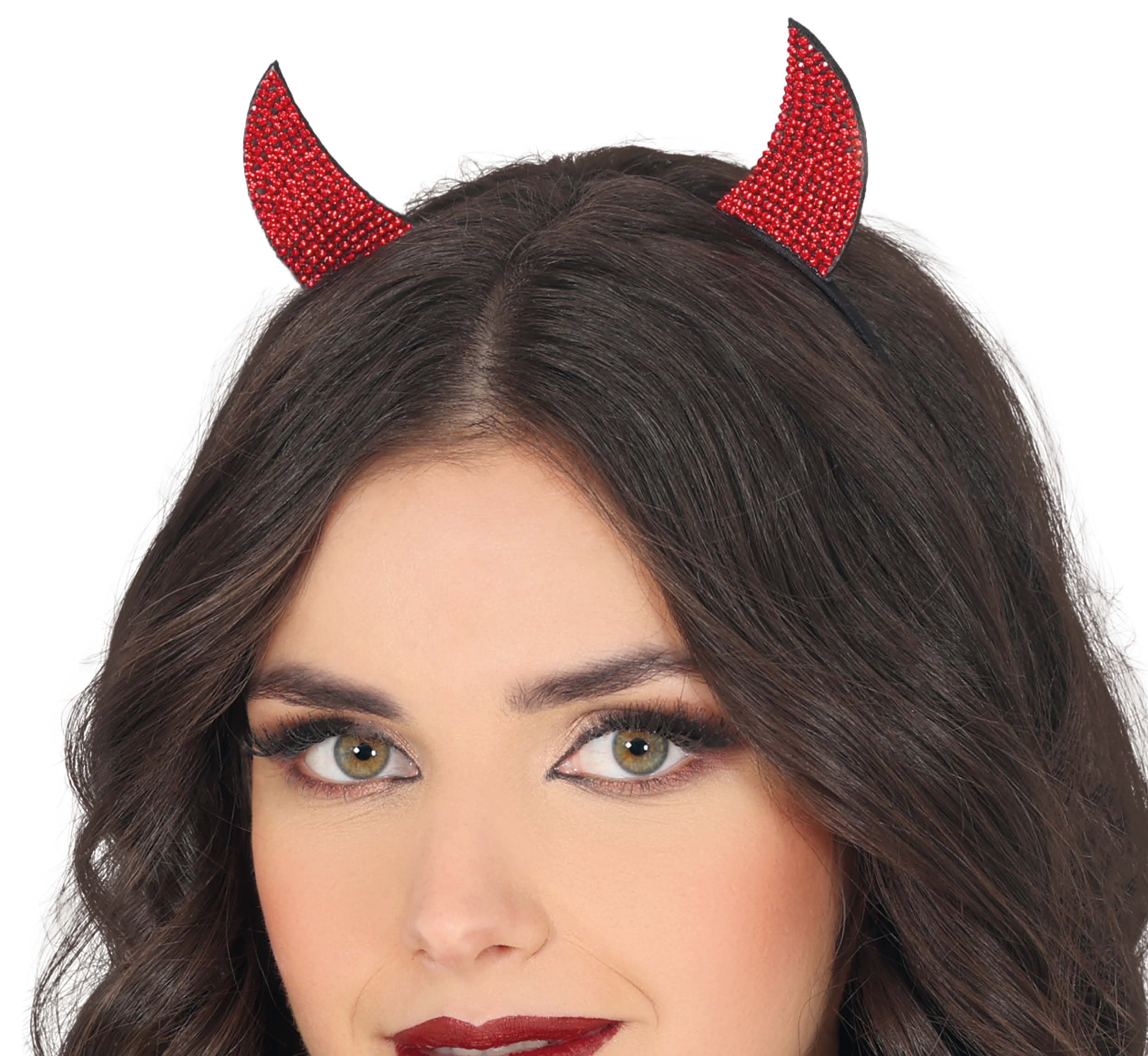 GP29191 – Dämon Hörner Stirnband Halloween Zubehör – Farbe: Rot